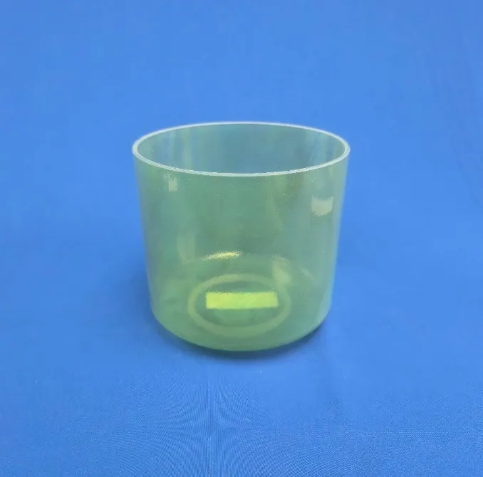 [1296] [#1296] 6.5" Tsavorite Infused Quartz Crystal Singing Bowl | G#+40