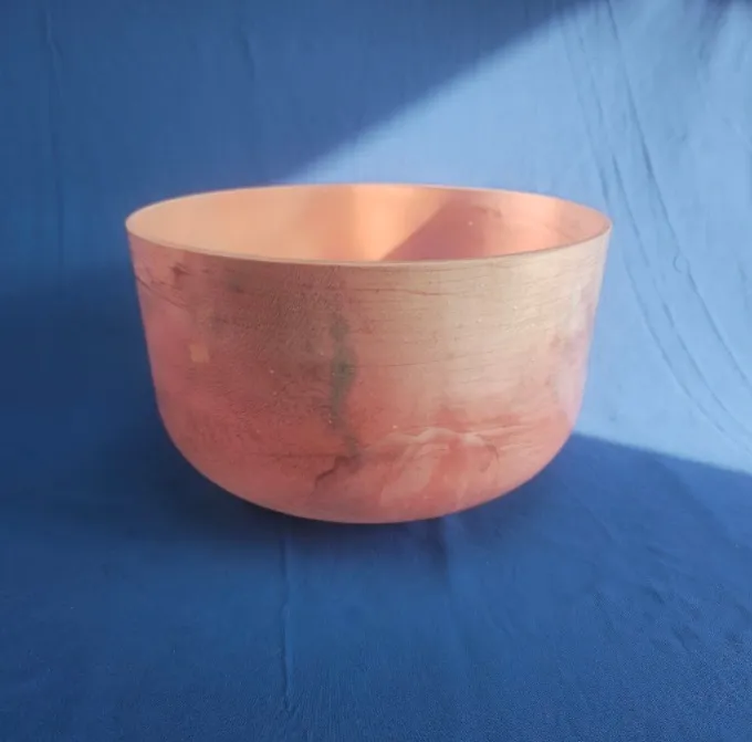 [#1426] 12" Peach Garnet Infused Quartz Crystal Singing Bowl | A#-10