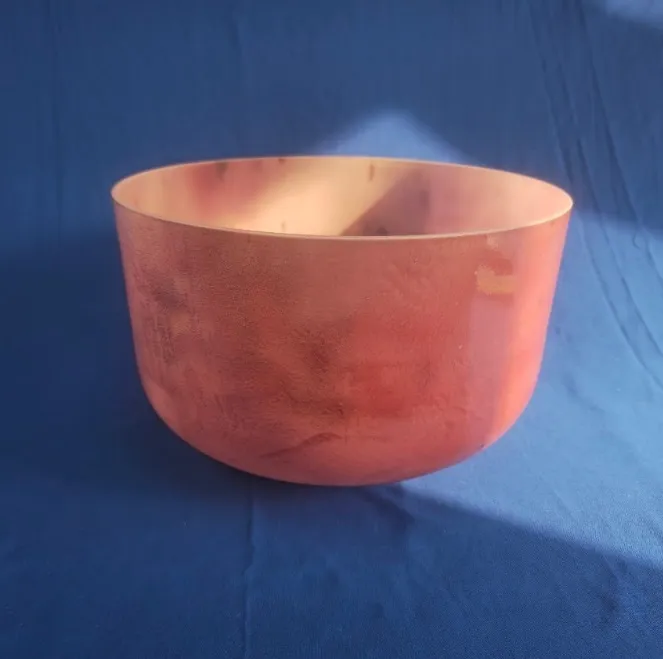 [#1427] 12" Peach Garnet Infused Quartz Crystal Singing Bowl | G#0