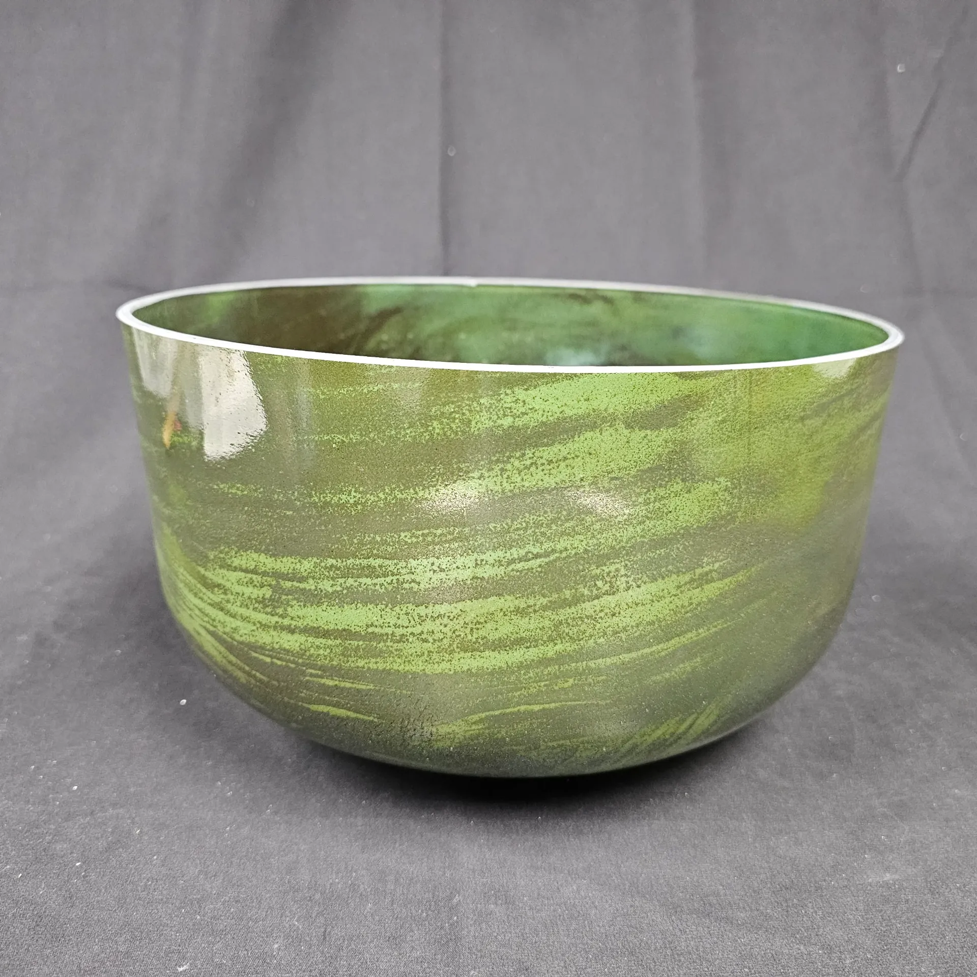 [#1459] 12" Moldavite Infused Quartz Crystal Singing Bowl | A#+40