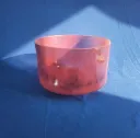 [#1523] 9" Peach Garnet Infused Quartz Crystal Singing Bowl | E+45