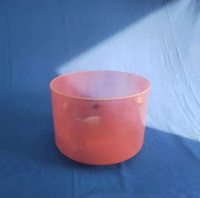 [#1526] 9" Peach Garnet Infused Quartz Crystal Singing Bowl | D0