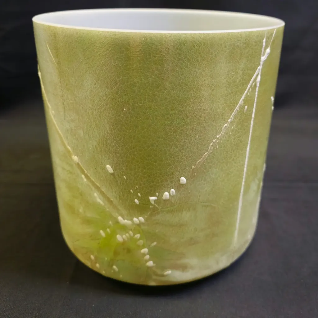 [1665] [#1665] 7" Green Aventurine Infused Quartz Crystal Singing Bowl | F-10