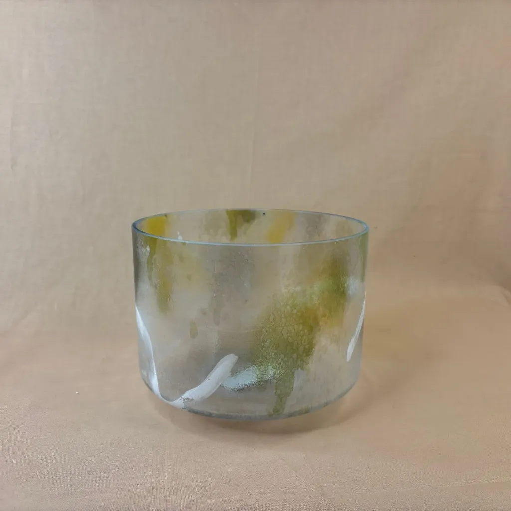 Sacred Geometry Tea Quartz Crystal Singing Bowl | 8" F# Note (-17) | Grounding Frequencies | #2259