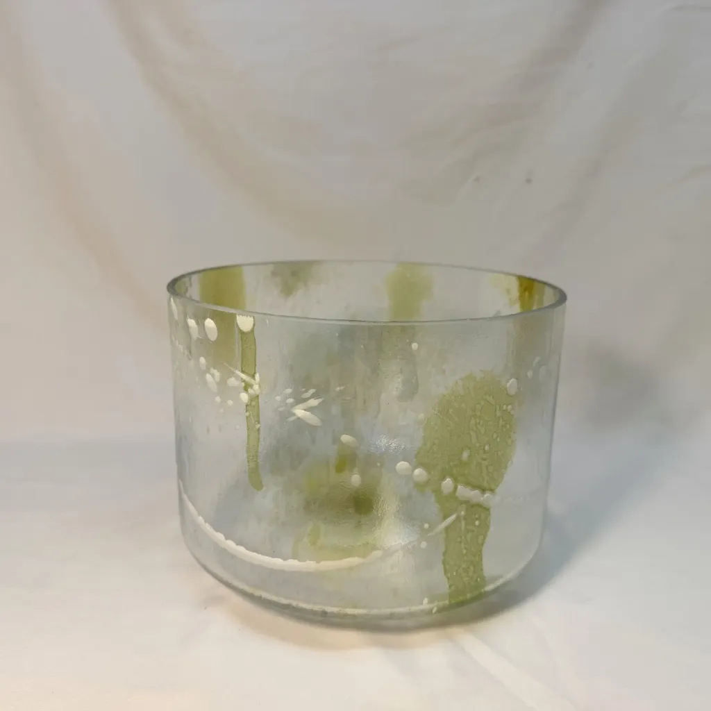 [2262] Sacred Geometry Tea Quartz Crystal Singing Bowl | 8" F# Note (-38) | A=432 Tuning | #2262