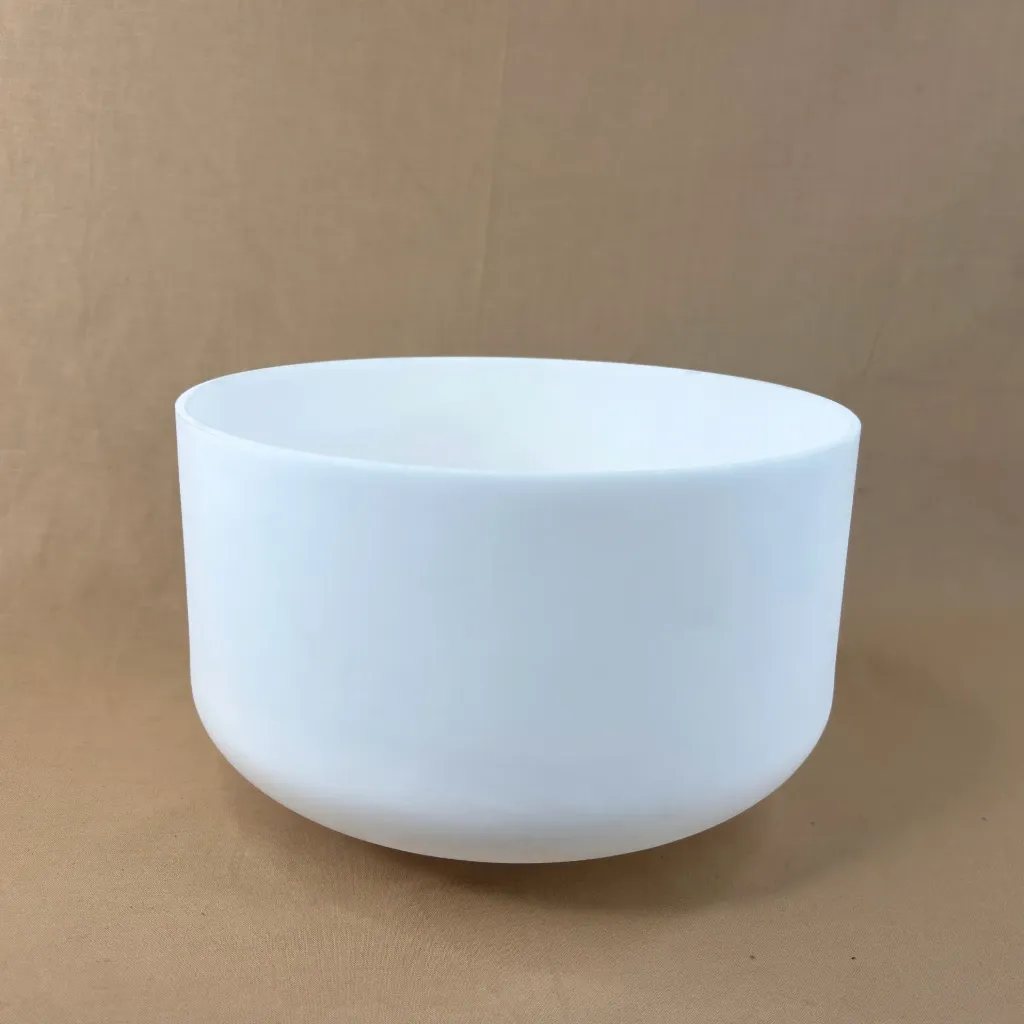 Opaque Quartz Crystal Singing Bowl | 10" D Note (+22) | C=528 Tuning | #2312