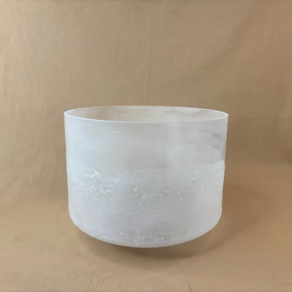 [2340] Pure Epsom Salt Quartz Crystal Singing Bowl | 9" D Note (-3) | Concert Pitch | #2340