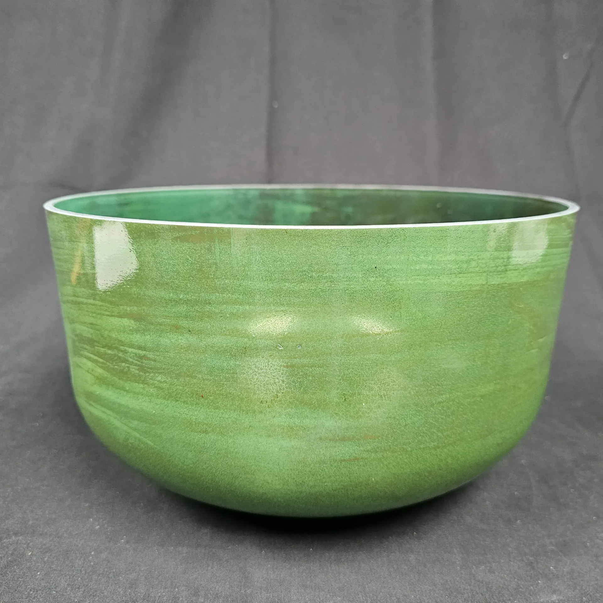 [#2350] 12" Moldavite Infused Quartz Crystal Singing Bowl | 3A-14 | 218 Hz