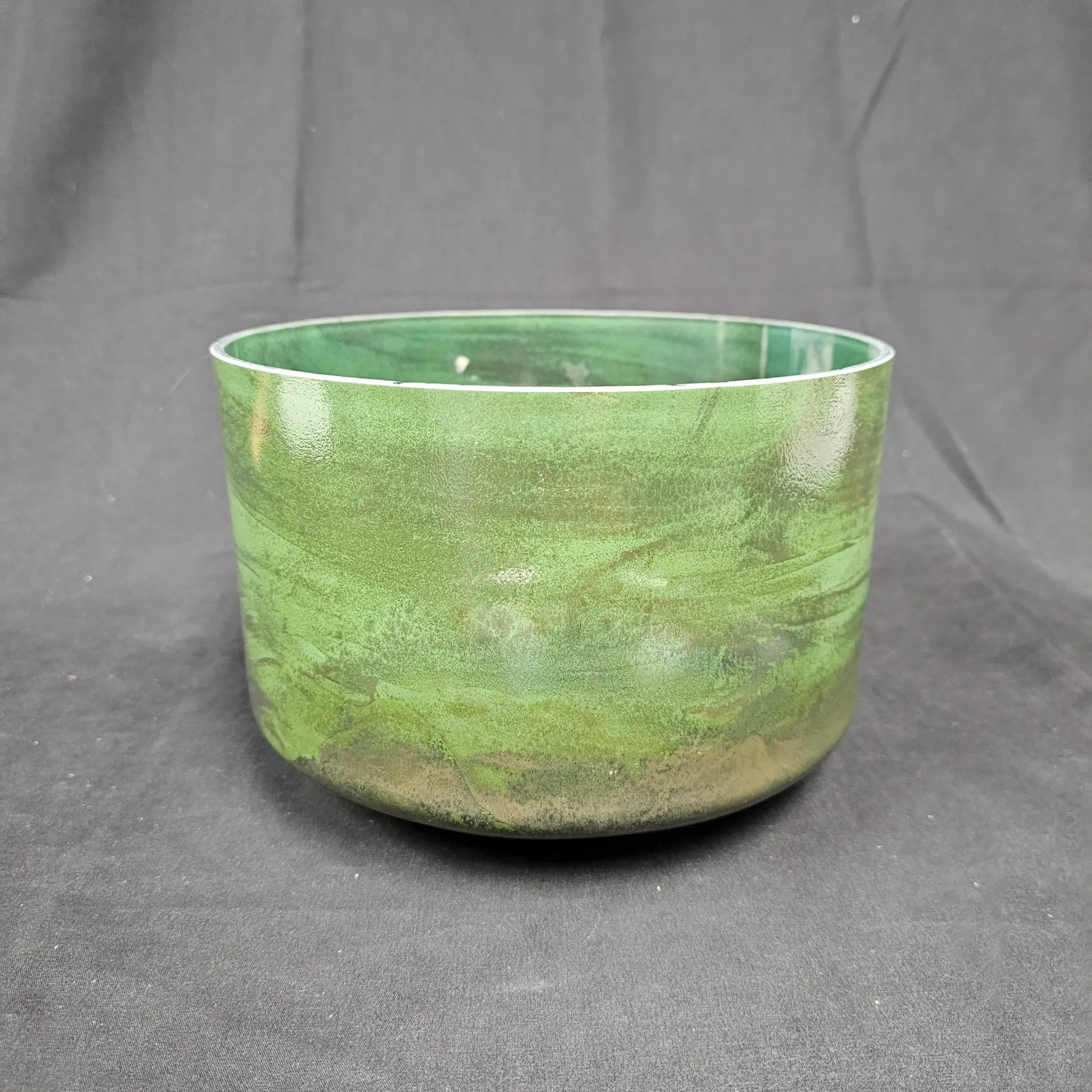 [2356] [#2356] 9" Moldavite Infused Quartz Crystal Singing Bowl | 4D#+44 | 319 Hz
