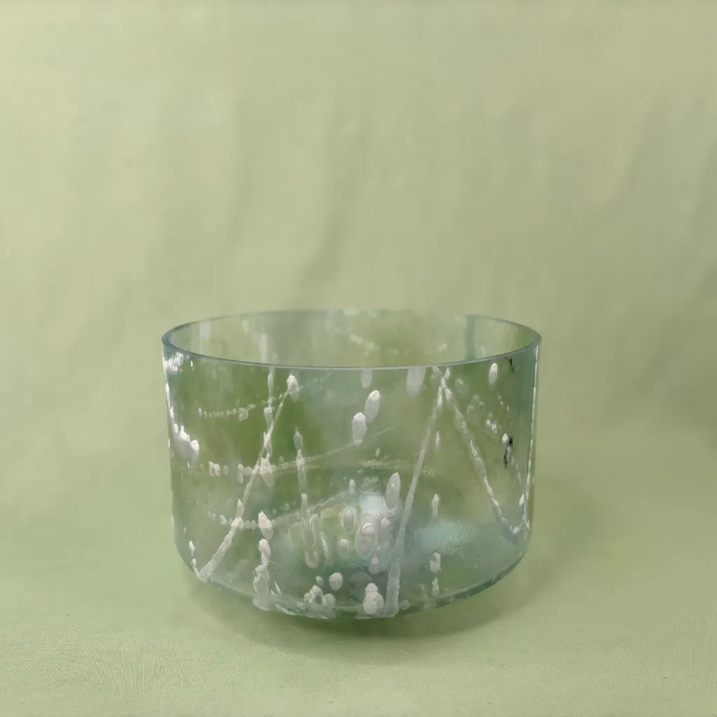 Sacred Geometry Tea Quartz Crystal Singing Bowl | 9" F Note (-4) | Concert Pitch | #2367