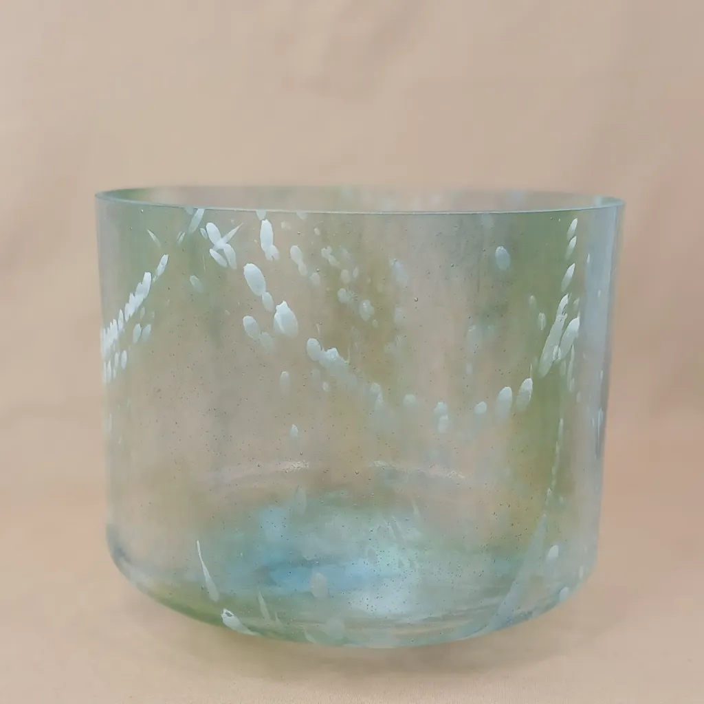 [2372] Sacred Geometry Tea Quartz Crystal Singing Bowl | 9" D Note | C=528 Tuning | #2372