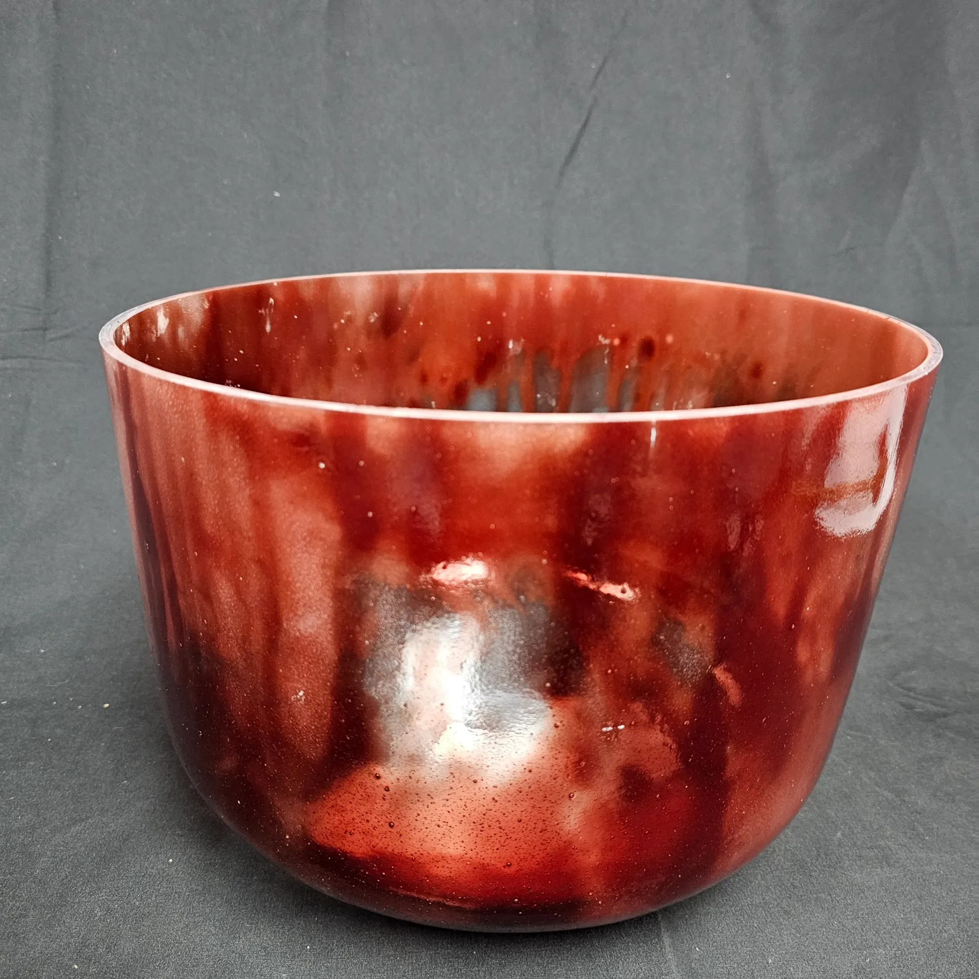 [2387] [#2387] 12" Dragon's Blood Tree Resin Infused Quartz Crystal Singing Bowl | 3E-3 | 164 Hz