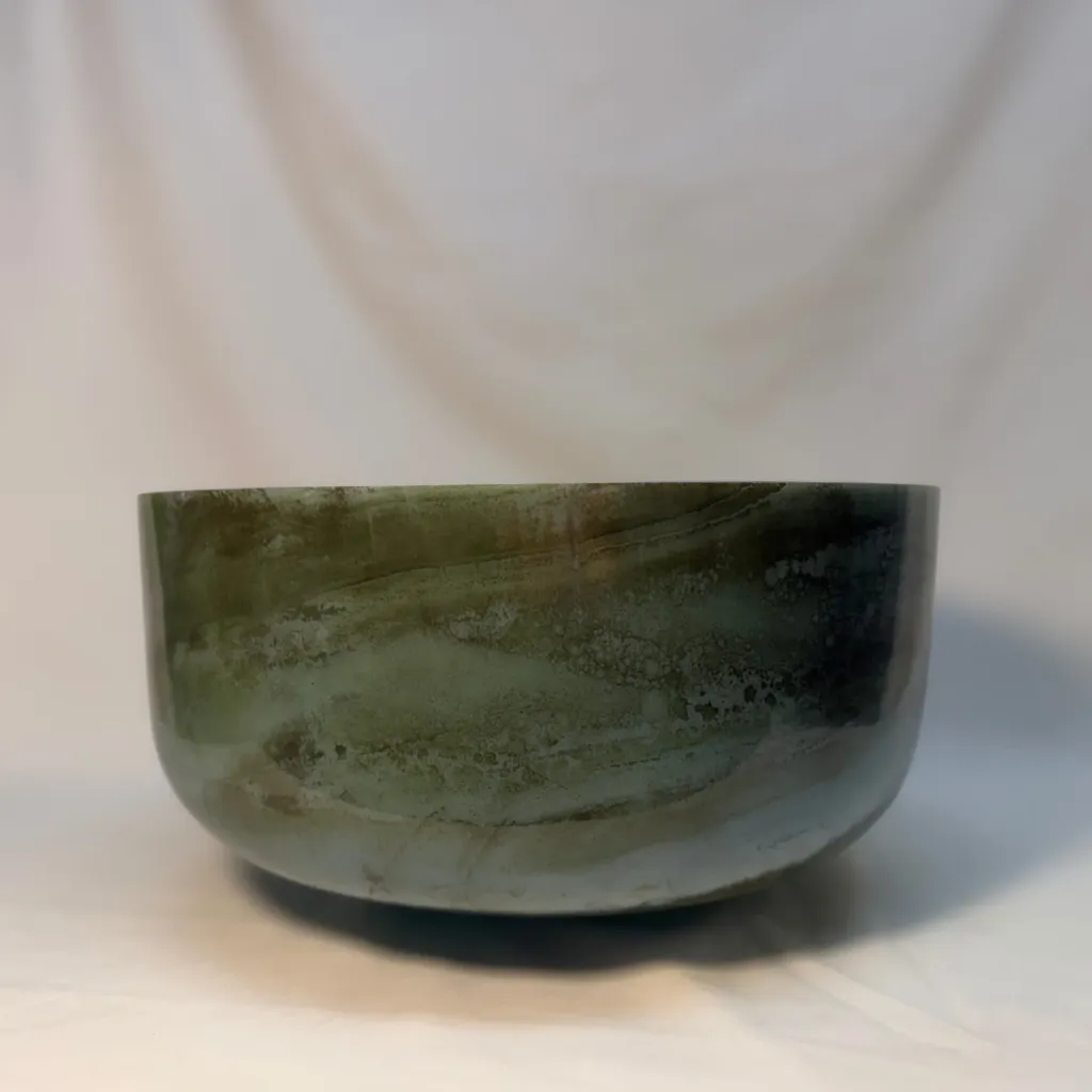 [2463] [#2463] 12" Matcha Infused Quartz Crystal Singing Bowl | 3A#-4 | 232 Hz
