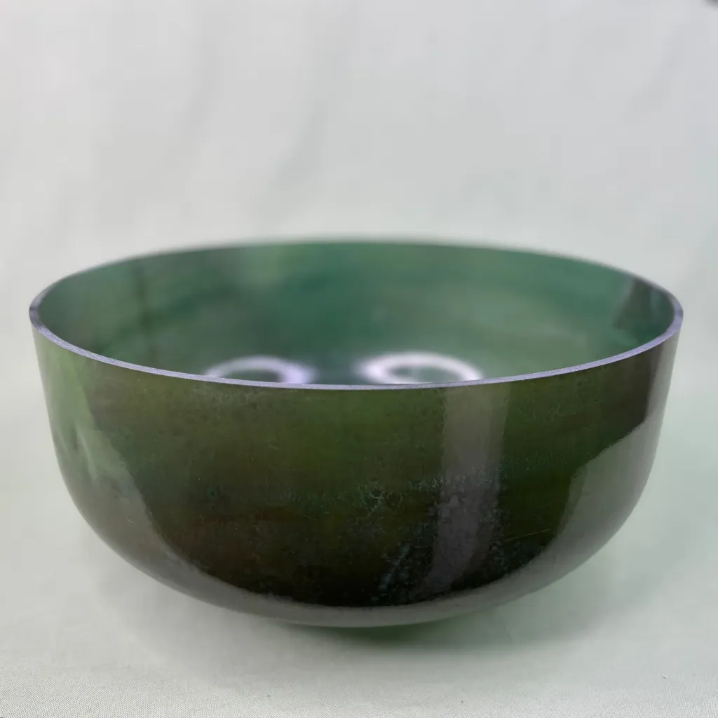 [#2510] 12" Moldavite Infused Quartz Crystal Singing Bowl | 3A-27 | 215 Hz