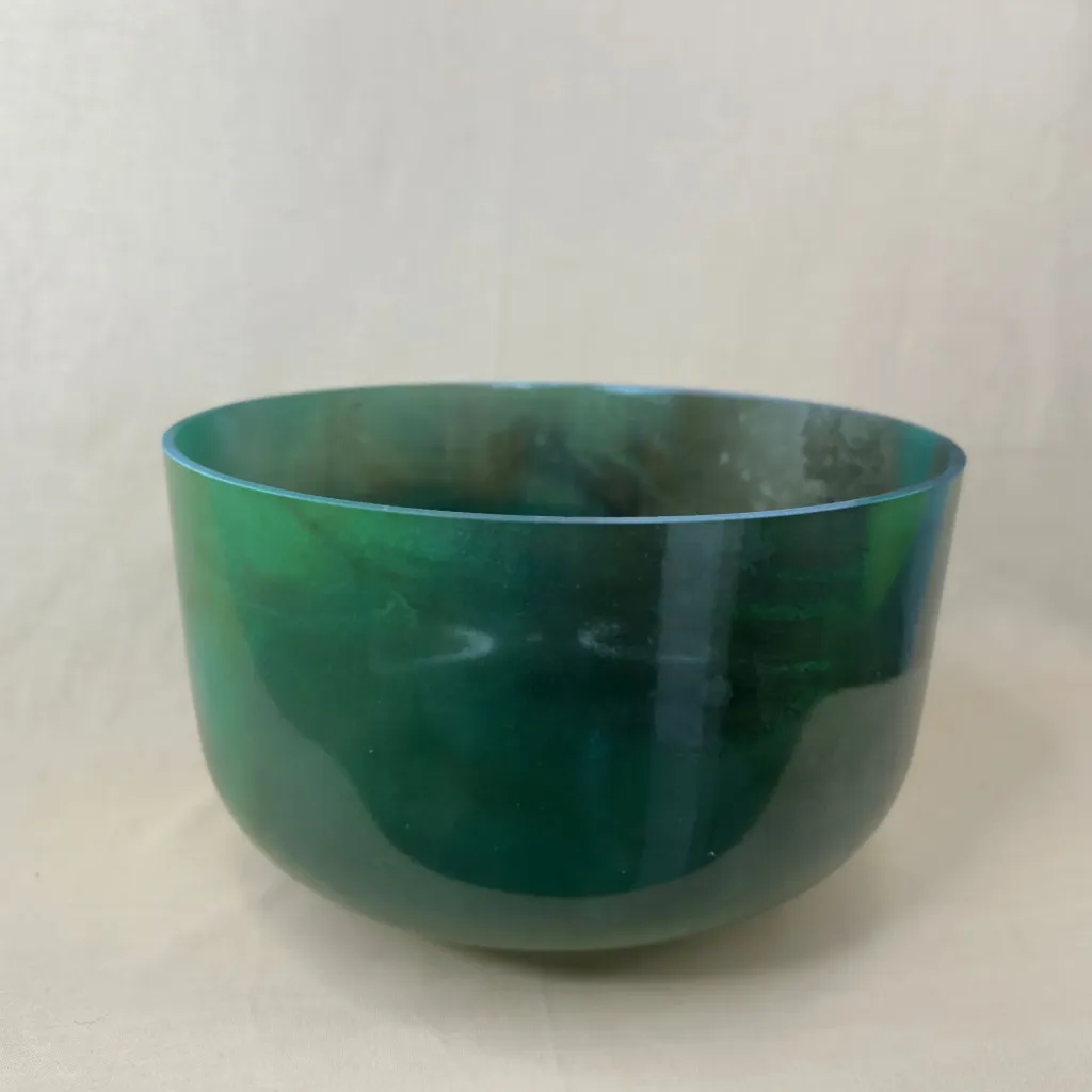 [#2511] 12" Moldavite Infused Quartz Crystal Singing Bowl | 3G+36 | 199 Hz