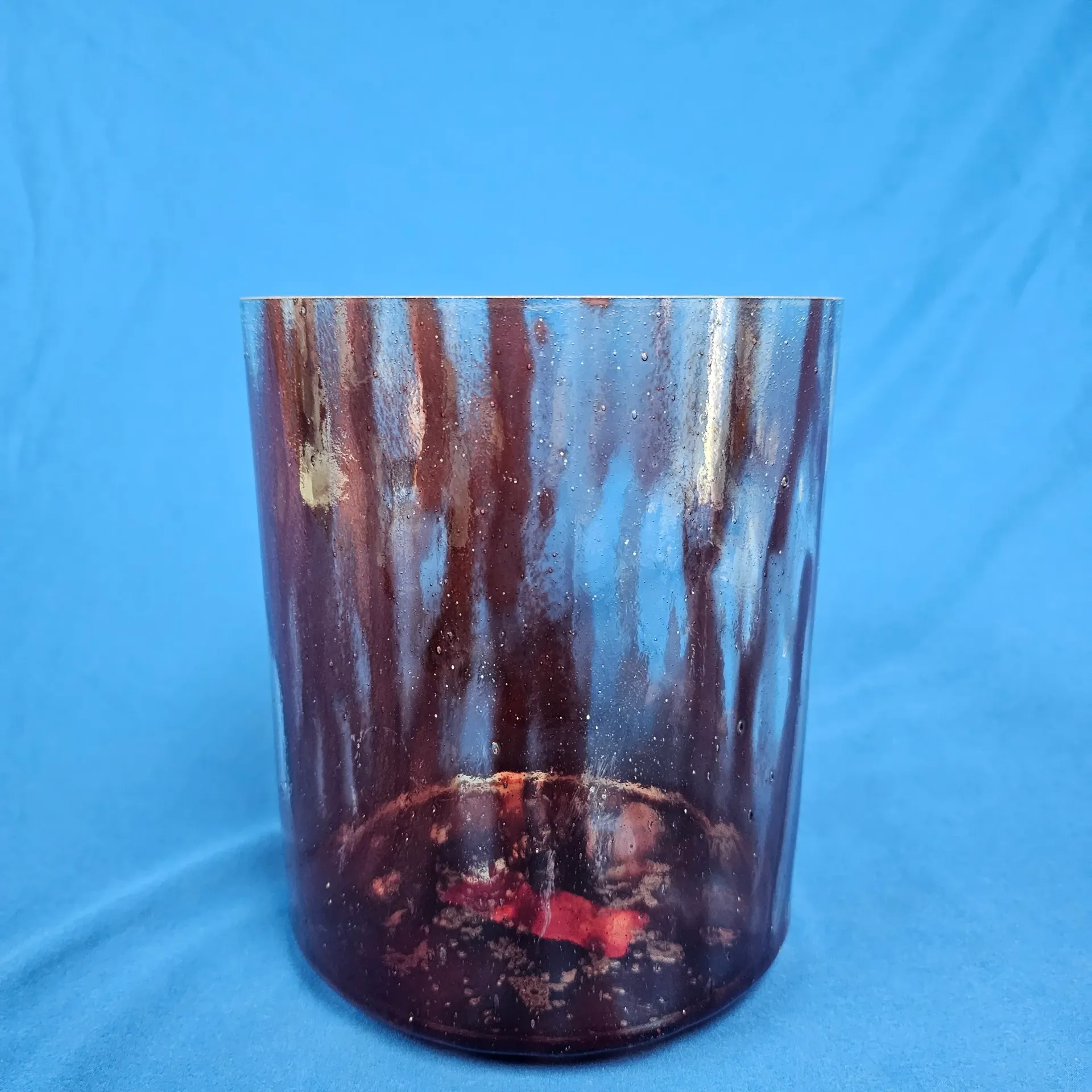 [#2414] 6.5" Dragon's Blood Tree Resin Infused Quartz Crystal Singing Bowl | 4E+10 | 332 Hz | Wabi-Sabi
