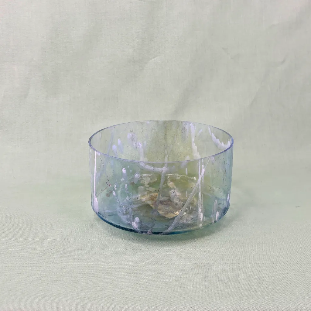 [2490] Sacred Geometry Tea Quartz Crystal Singing Bowl | 6.5" G# Note | A=432 Tuning | #2490