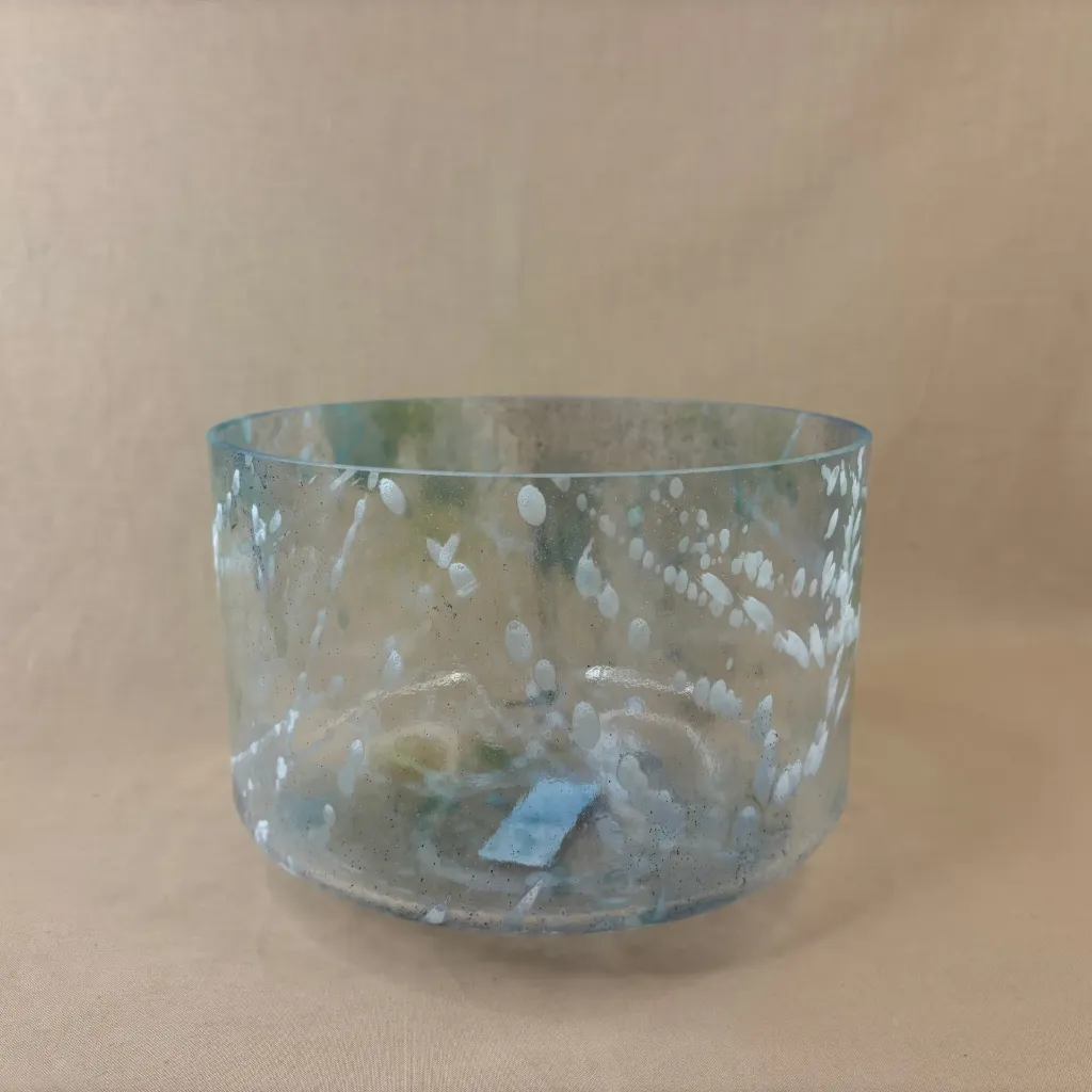 [2644] Sacred Geometry Tea Quartz Crystal Singing Bowl | 9" D Note (-27) | A=432 Tuning | #2644