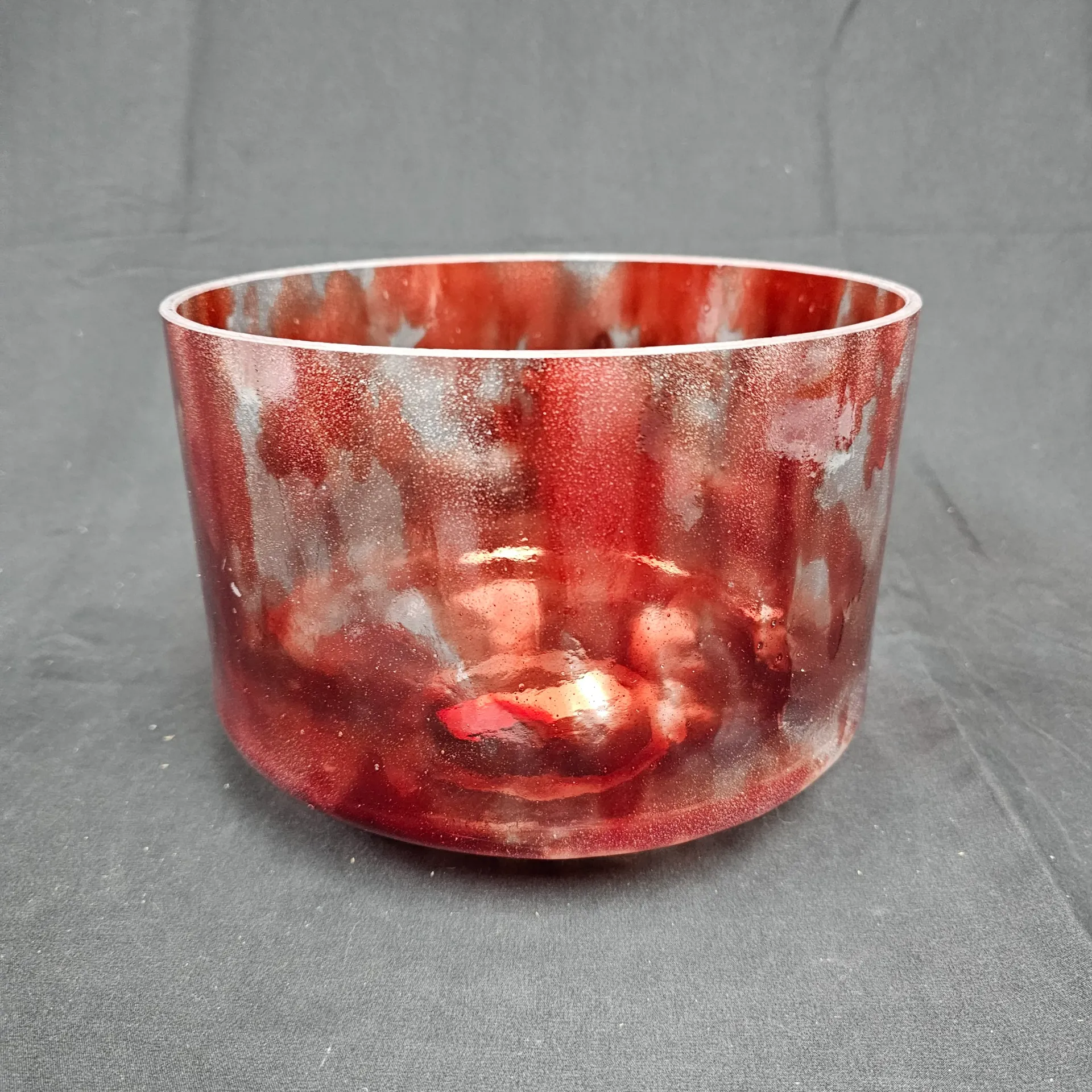 [#2647] 9" Dragon's Blood Tree Resin Infused Quartz Crystal Singing Bowl | 4E-46 | 320 Hz | Wabi-Sabi