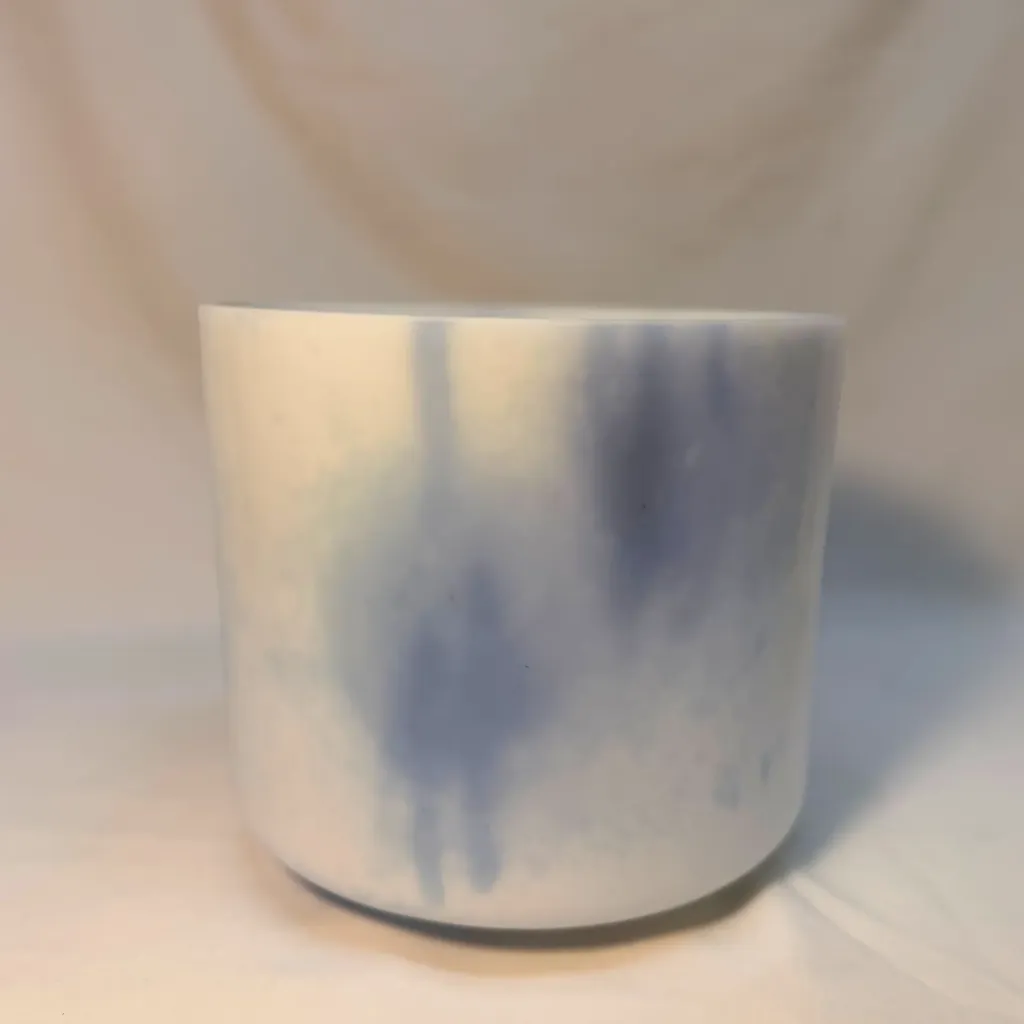 [#2710] 7" Pyrite & Violet Labradorite Infused Quartz Crystal Singing Bowl | 4A-36 | 430 Hz