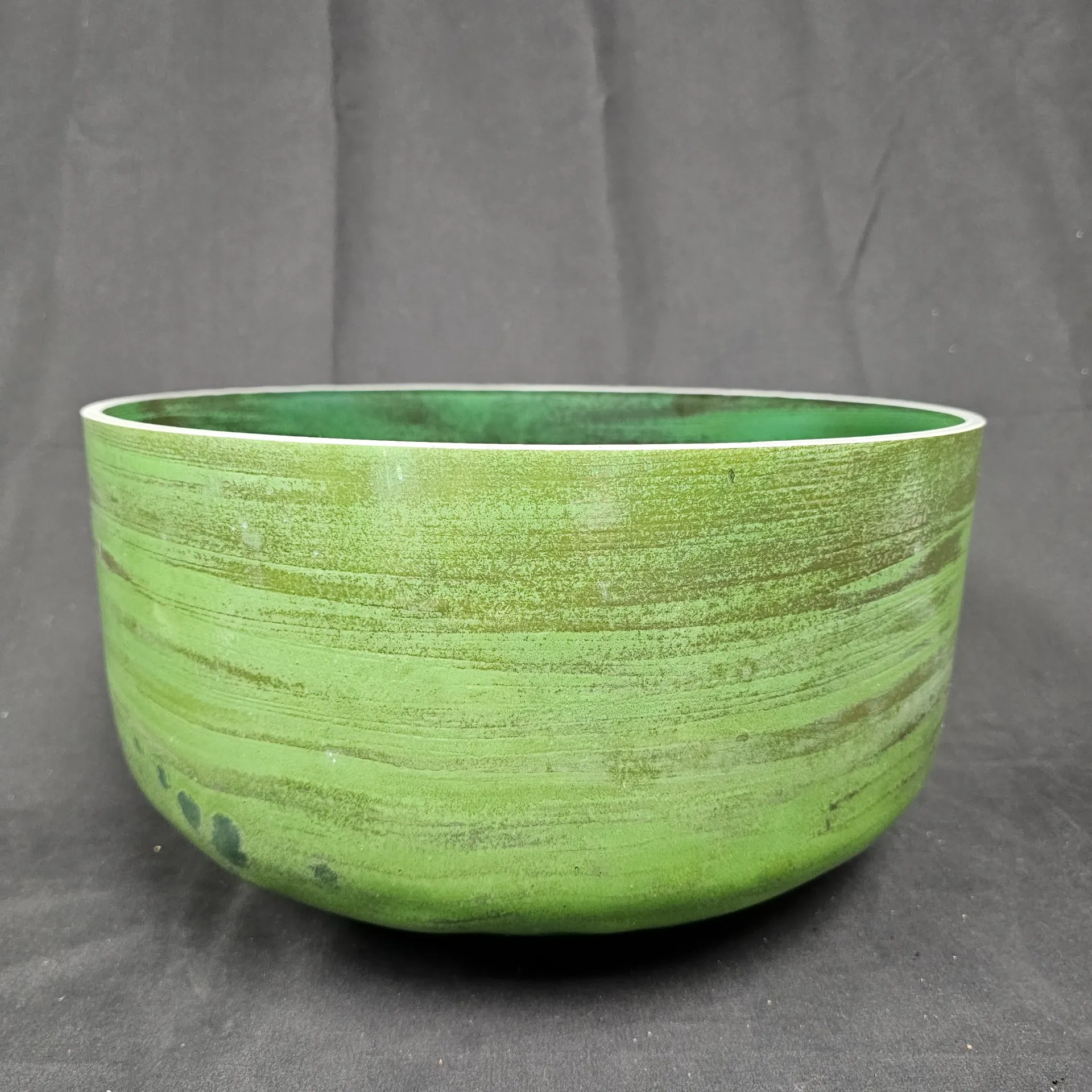 [2879] [#2879] 14" Moldavite Infused Quartz Crystal Singing Bowl | 3A-24 | 216 Hz