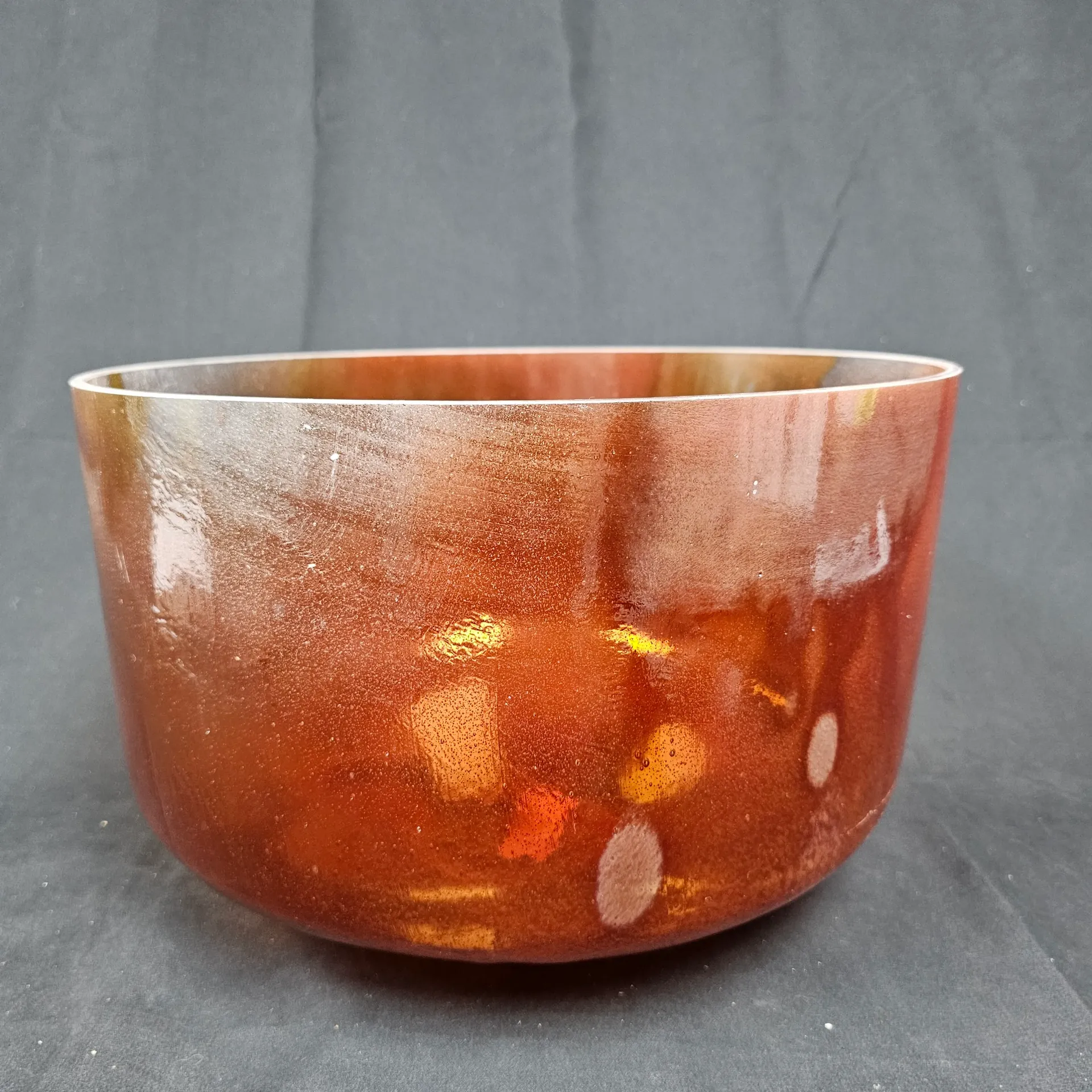 [#2888] 14" Cacao & Rose Petal Infused Quartz Crystal Singing Bowl | 2B-30 | 121Hz | First Edition