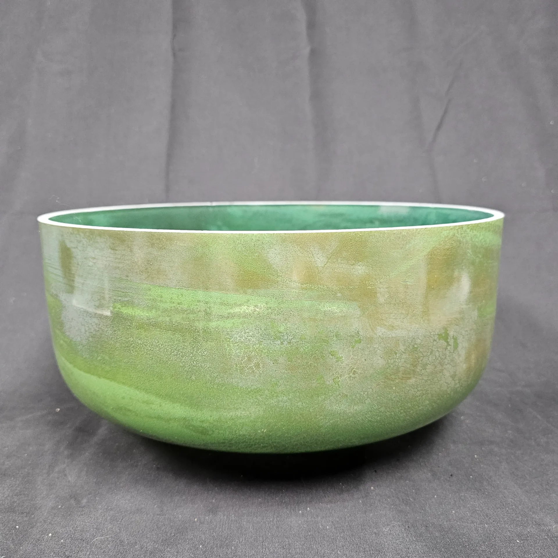 [2907] [#2907] 14" Moldavite Infused Quartz Crystal Singing Bowl | 3A-2 | 219 Hz