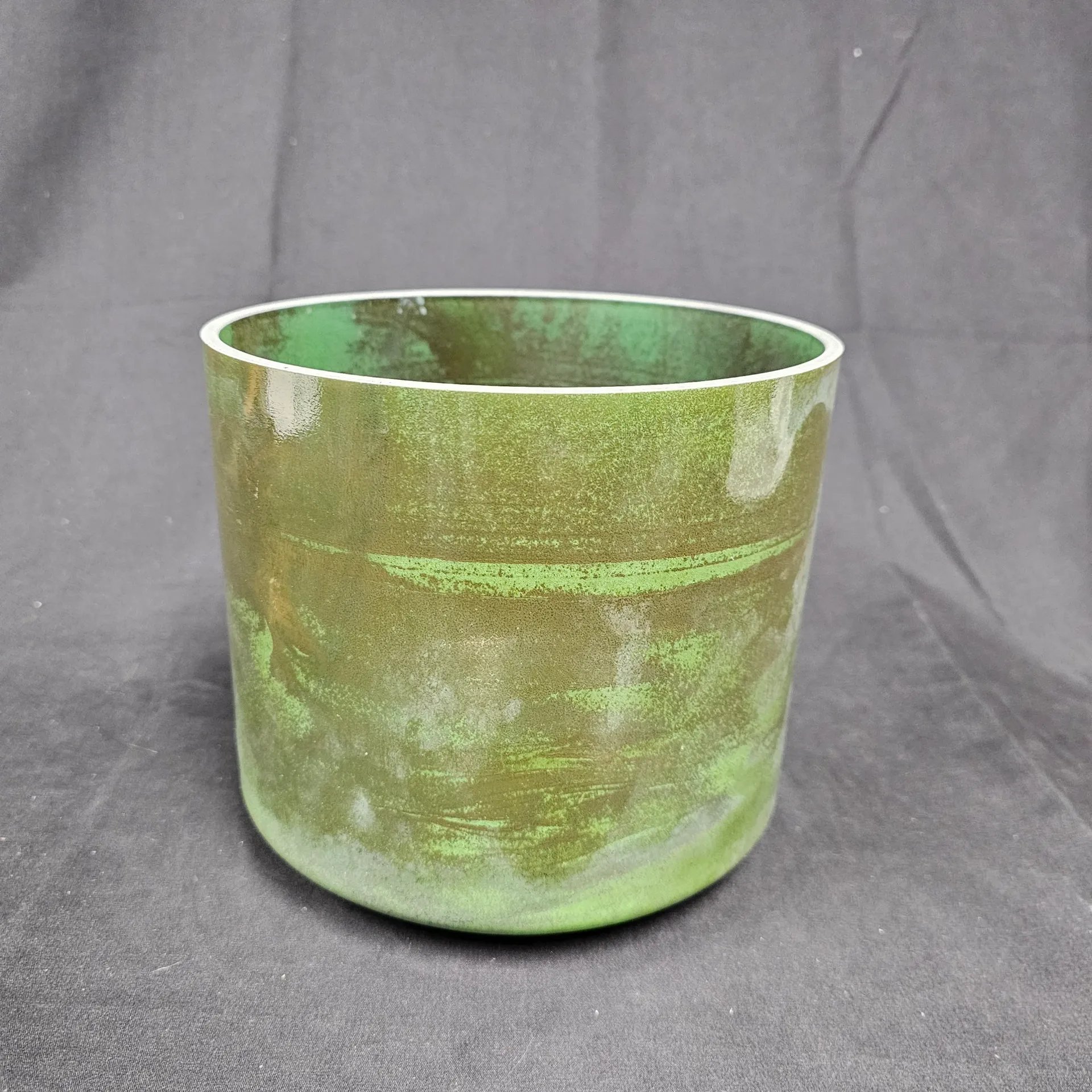 [#3062] 8" Moldavite Infused Quartz Crystal Singing Bowl | 4A-35 | 431 Hz