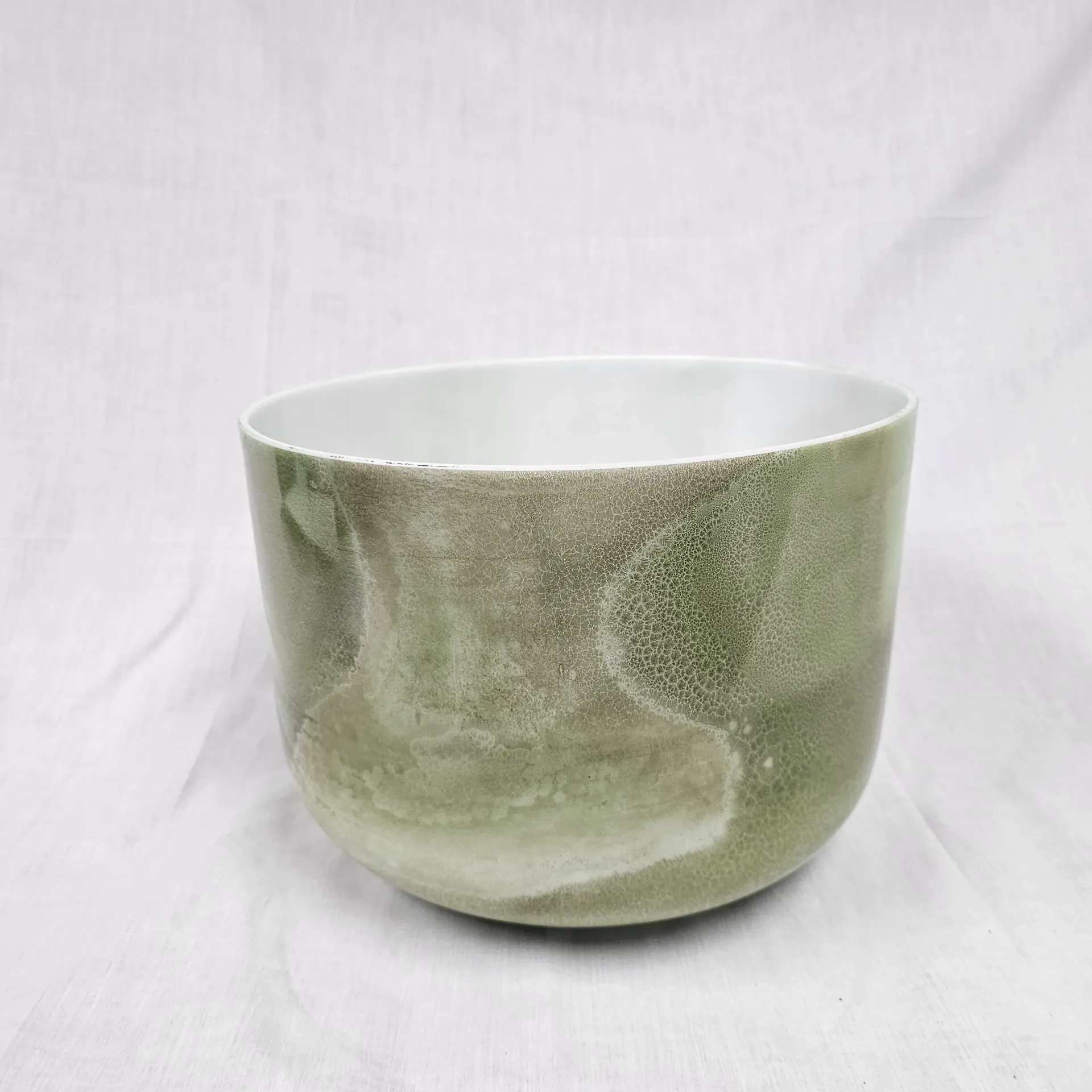 [#3310] 12" Matcha Infused Quartz Crystal Singing Bowl | 3E-9 | 163 Hz