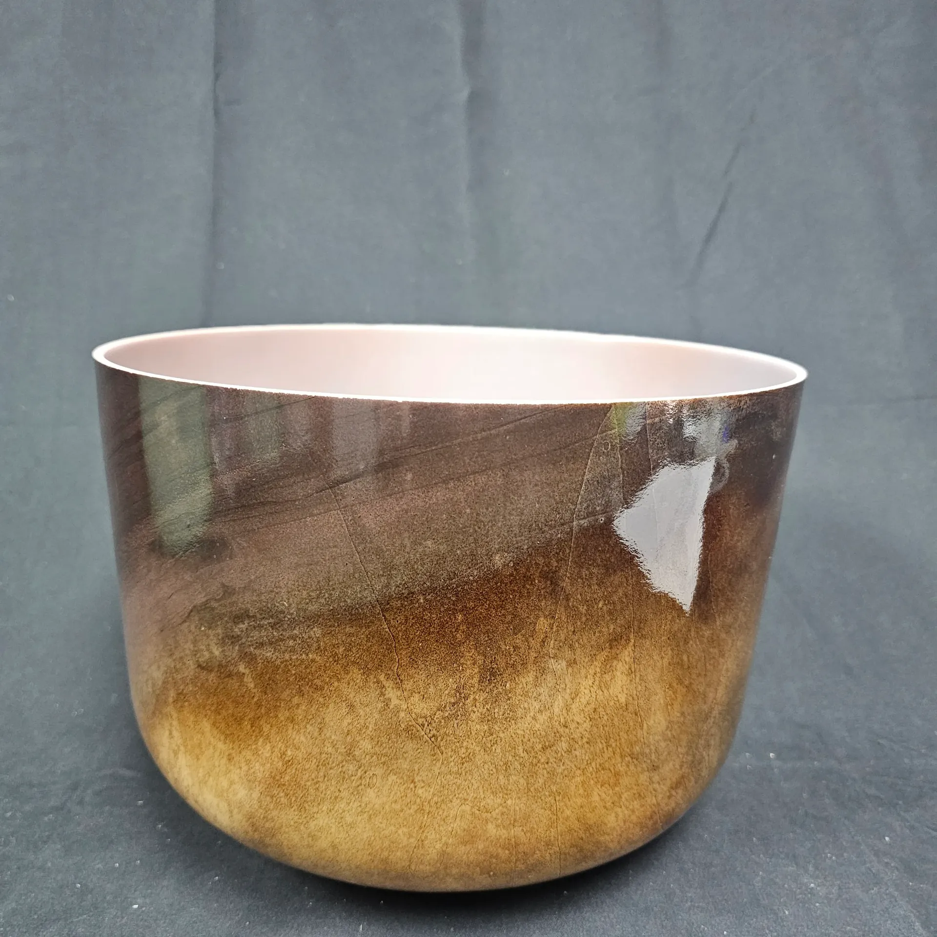 [#3409] 12" Cacao Infused Quartz Crystal Singing Bowl | 2B+20 | 124Hz