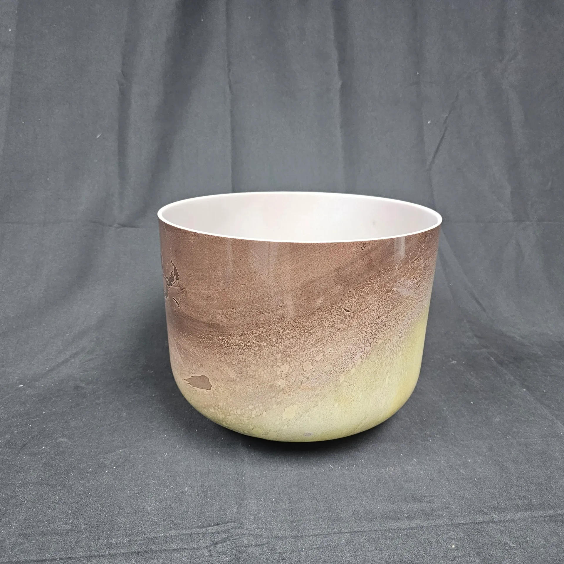 [#3414] 12" Cappuccino Infused Quartz Crystal Singing Bowl | 2B-7 | 123Hz