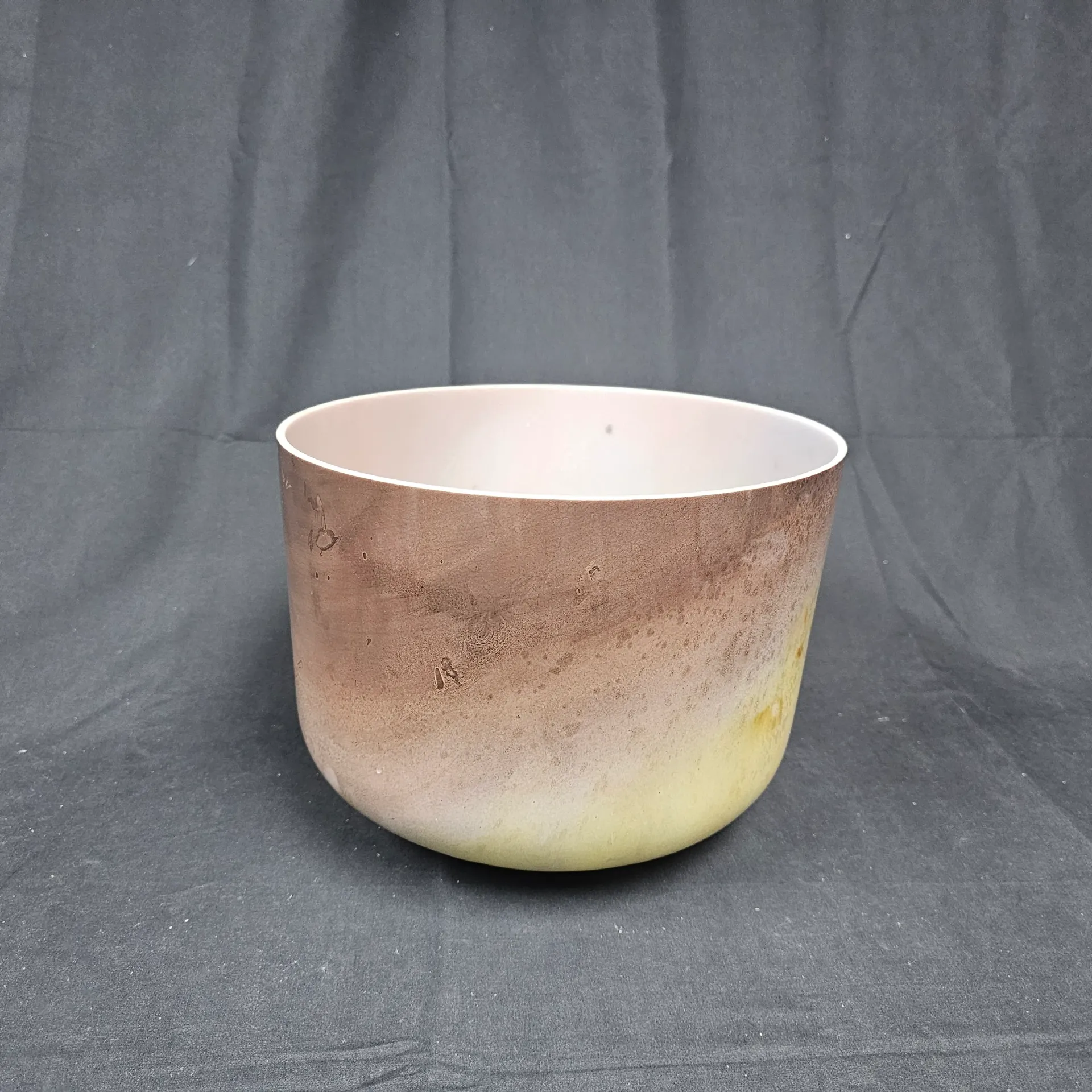 [#3415] 12" Cappuccino Infused Quartz Crystal Singing Bowl | 3C-13 | 129Hz