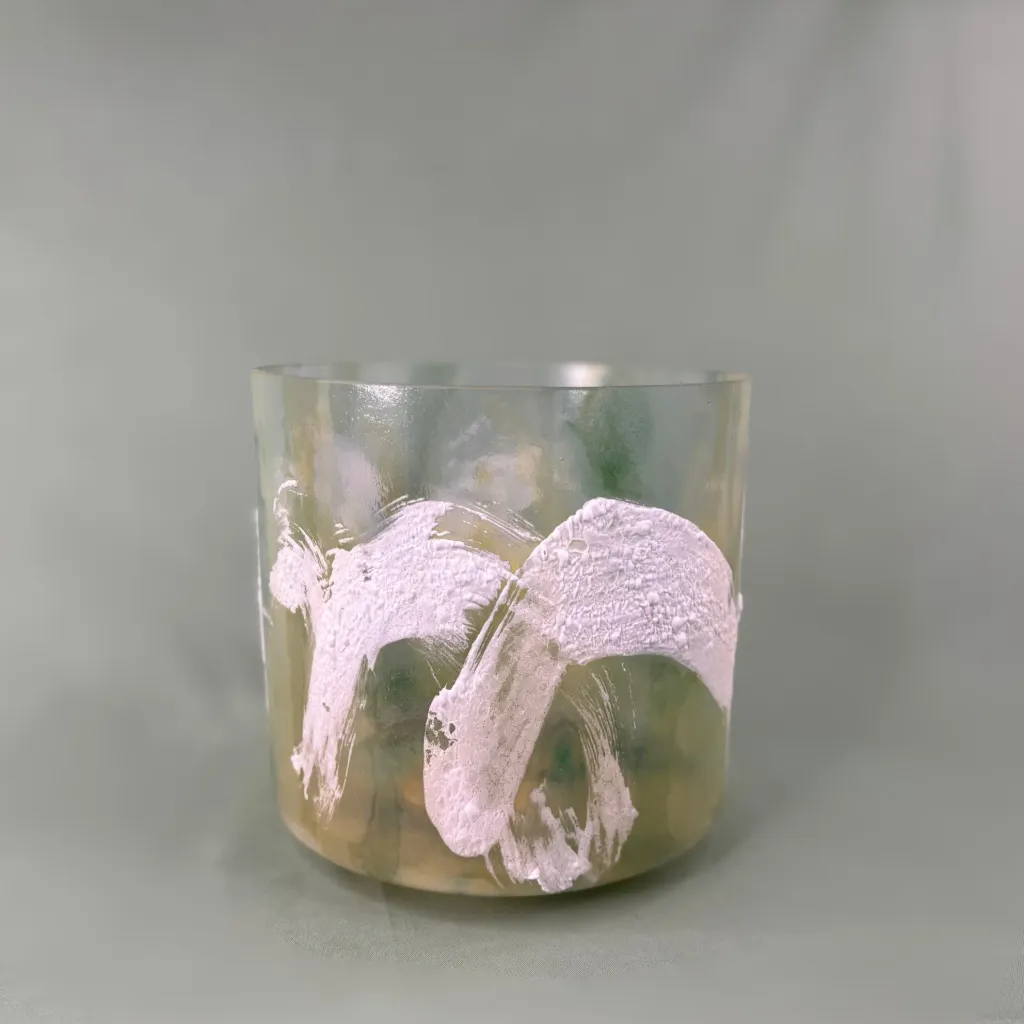 [143] Sacred Geometry Tea Quartz Crystal Singing Bowl | 7" F Note (-15) | A=432 Tuning | #143