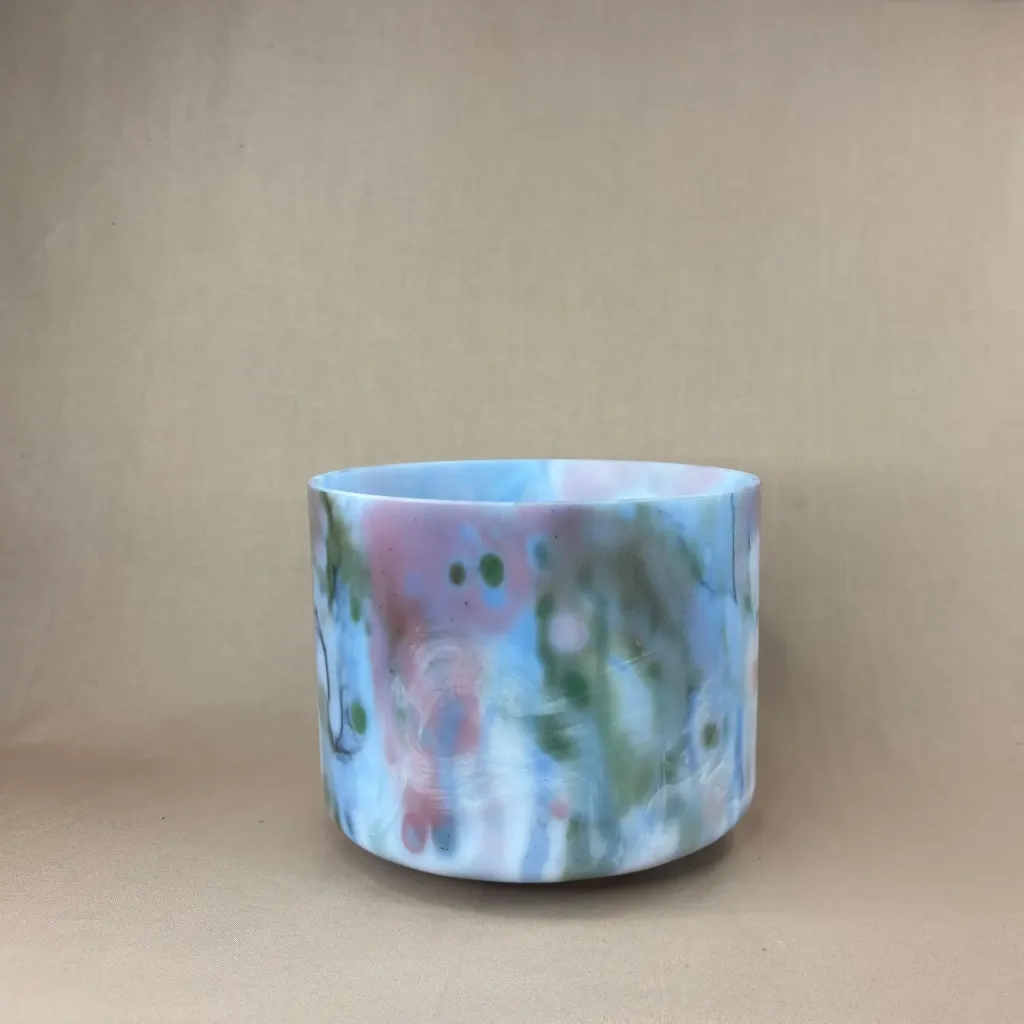 Dragon's Blood & Sacred Geometry Tea Quartz Crystal Singing Bowl | 8" F# Note | A=432 Tuning | #184