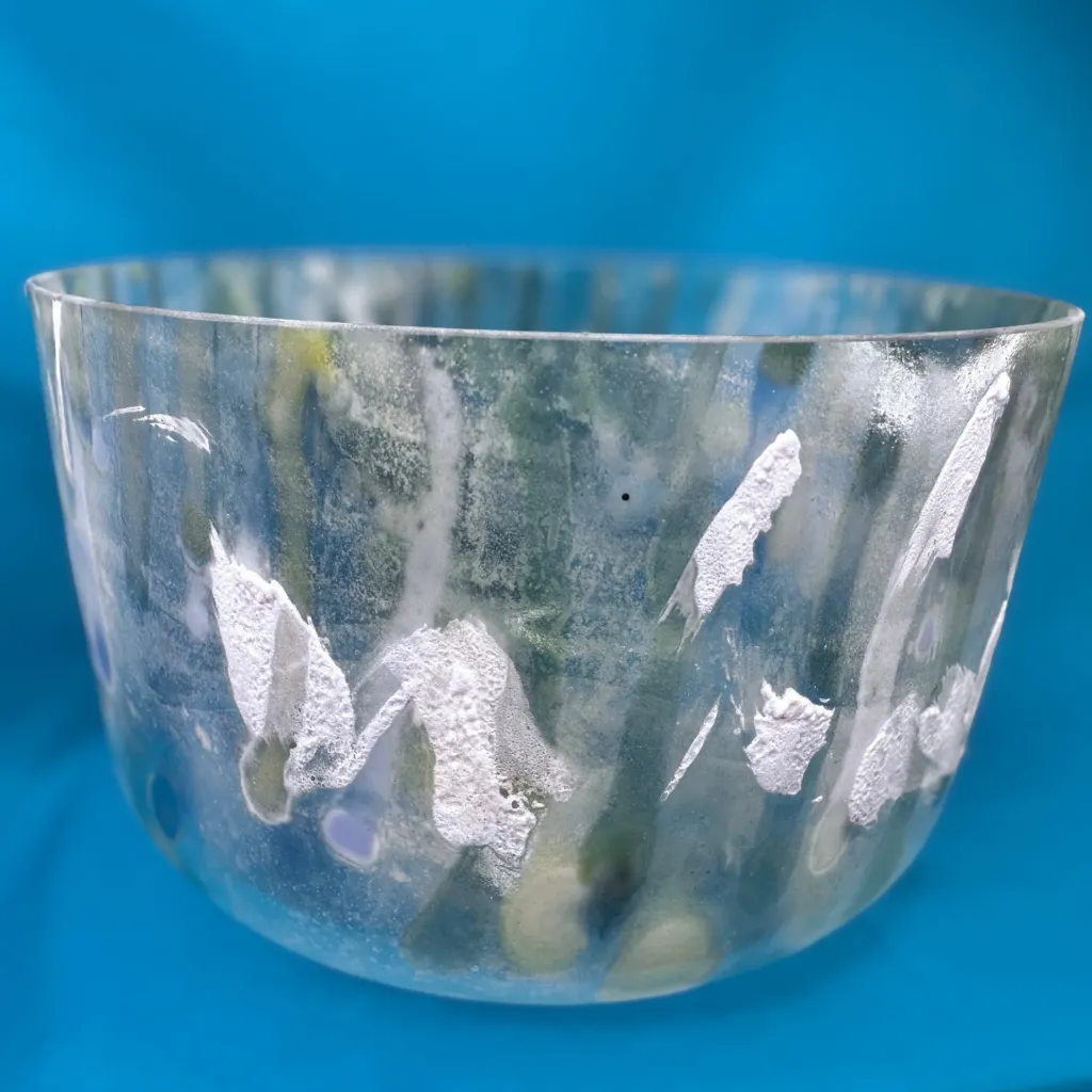 Sacred Geometry Tea Quartz Crystal Singing Bowl | 12" D# Note (-43) | Grounding Frequencies | #453