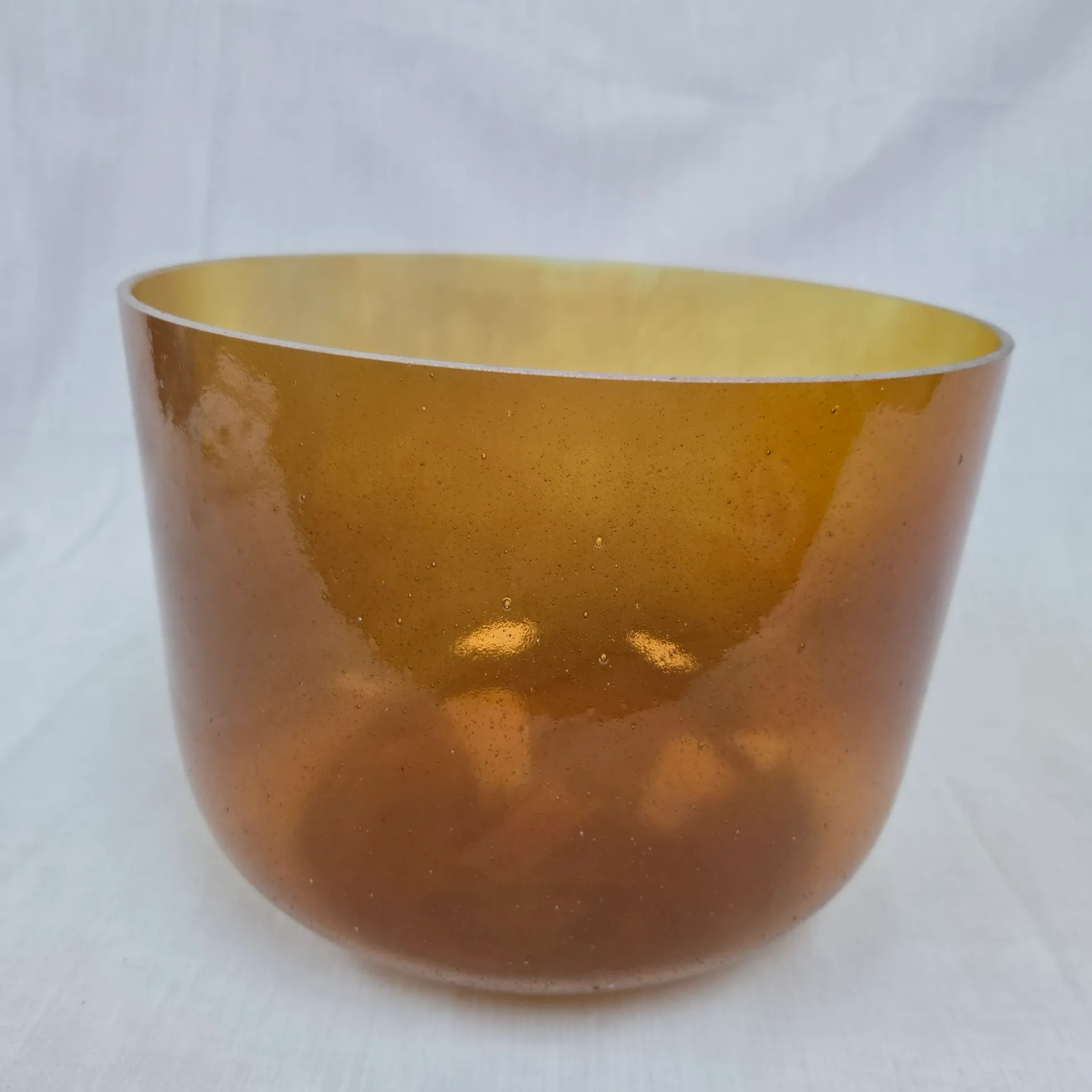 [#3455] Golden Honey Infused Quartz Crystal Singing Bowl | 10" | 3F#+6 | 185 Hz