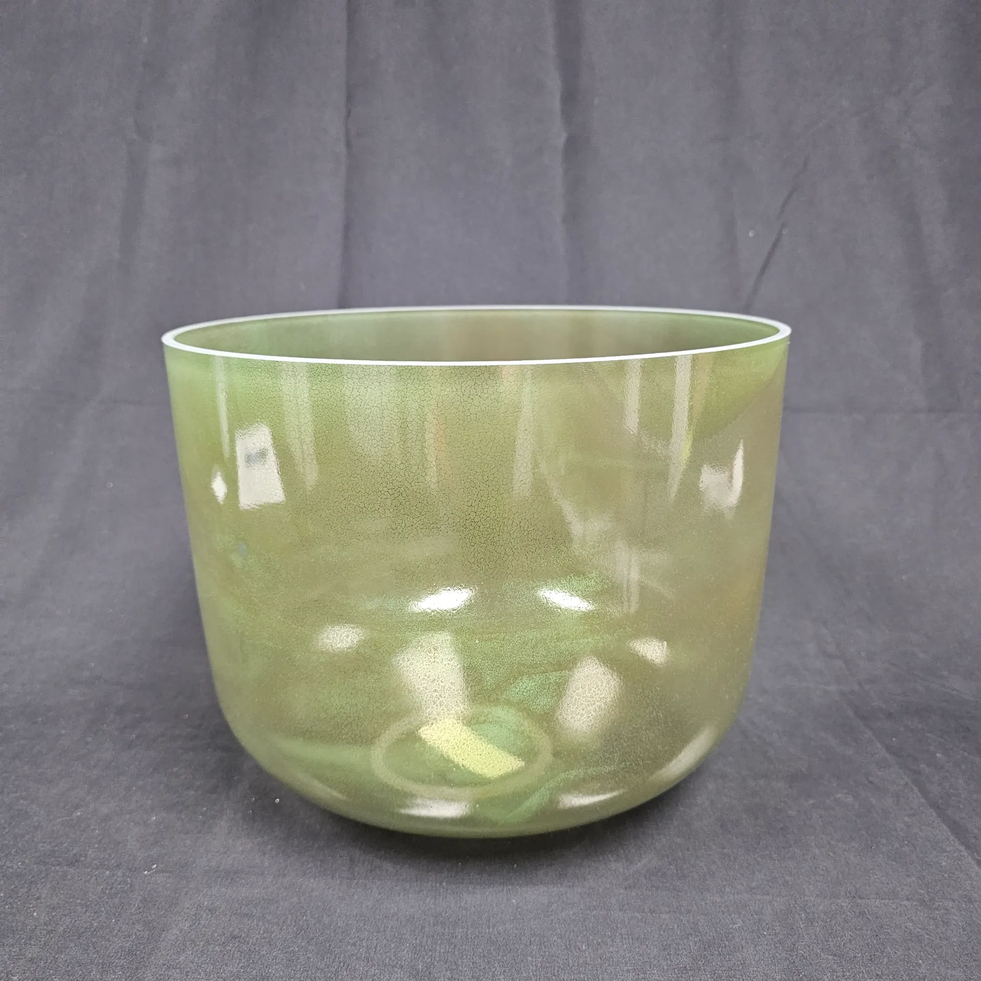 [#3526] 12" Moldavite Infused Quartz Crystal Singing Bowl | 3E-23 | 162 Hz