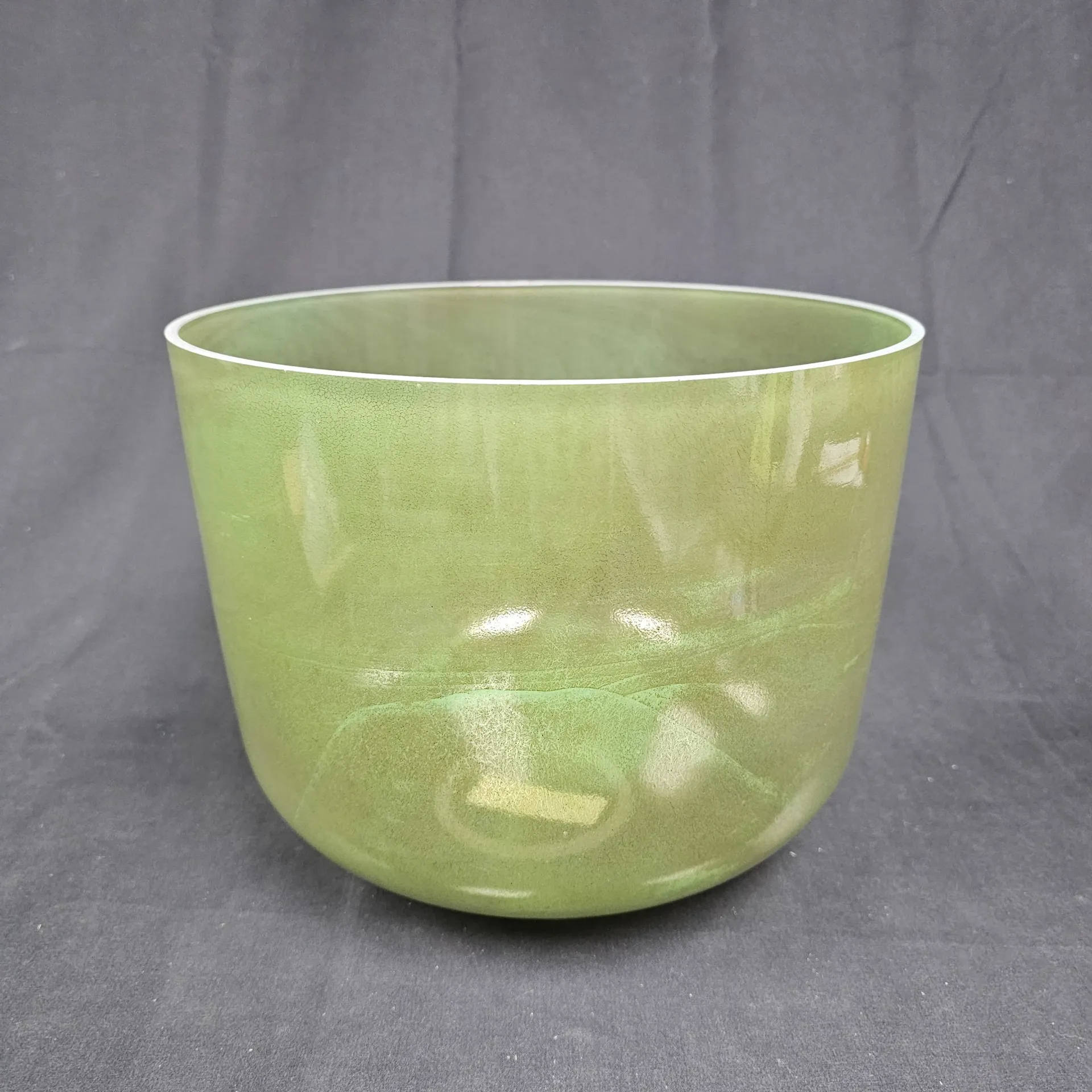 [#3537] 12" Matcha Infused Quartz Crystal Singing Bowl | 3E-27 | 162 Hz