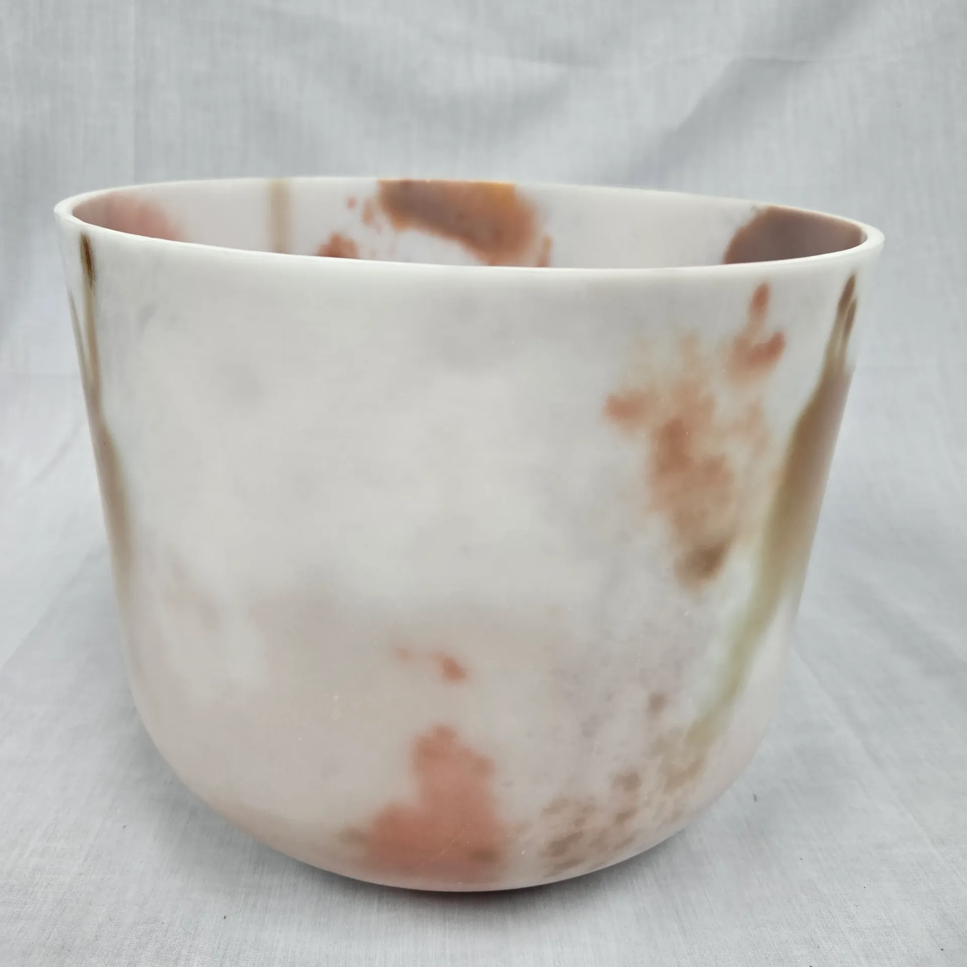 [#3587] 10" Cacao & Rose Petal Infused Quartz Crystal Singing Bowl | 3A#-10 | 232 Hz