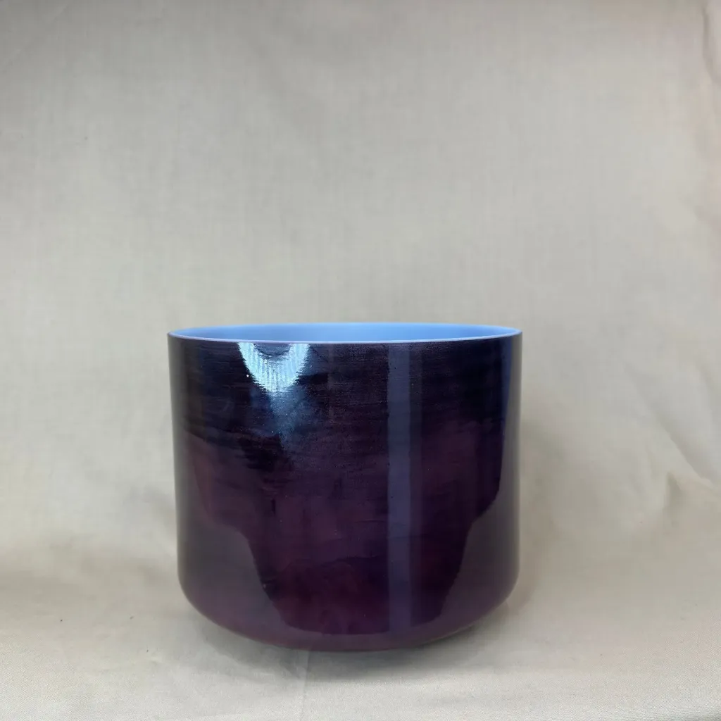 [1130] [#1130] 9" Iolite Infused Quartz Crystal Singing Bowl | D#-5