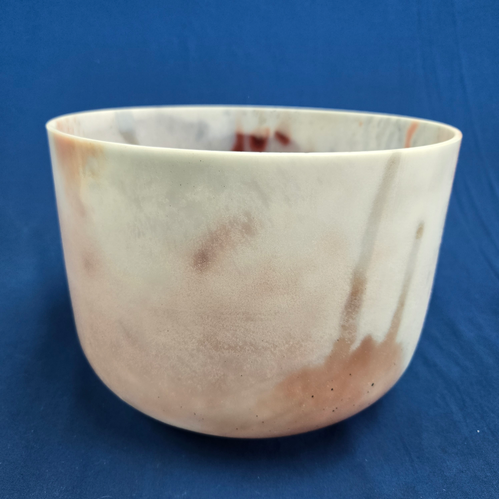 [3694] [#3694] Cacao & Rose Petal Infused Quartz Crystal Singing Bowl | 10" | 3F#-33 | 181 Hz