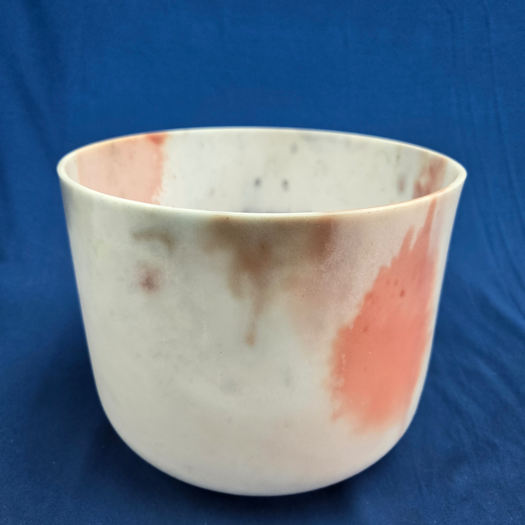 [#3696] Cacao & Rose Petal Infused Quartz Crystal Singing Bowl | 10" | 3G#-44 | 202 Hz