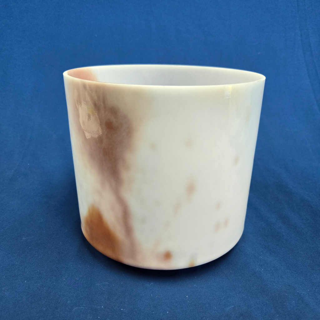 [3776] [#3776] Cacao & Rose Petal Infused Quartz Crystal Singing Bowl | 8" | 4D#-45 | 303 Hz