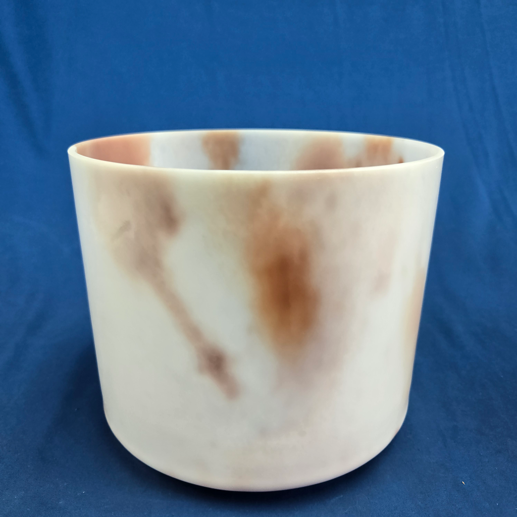 [#3778] Cacao & Rose Petal Infused Quartz Crystal Singing Bowl | 8" | 4D+33 | 299 Hz