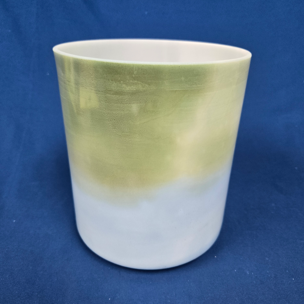 [3917] [#3917] 7" Spearmint & Blueberry Infused Quartz Crystal Singing Bowl | 4F#-22 | 365 Hz