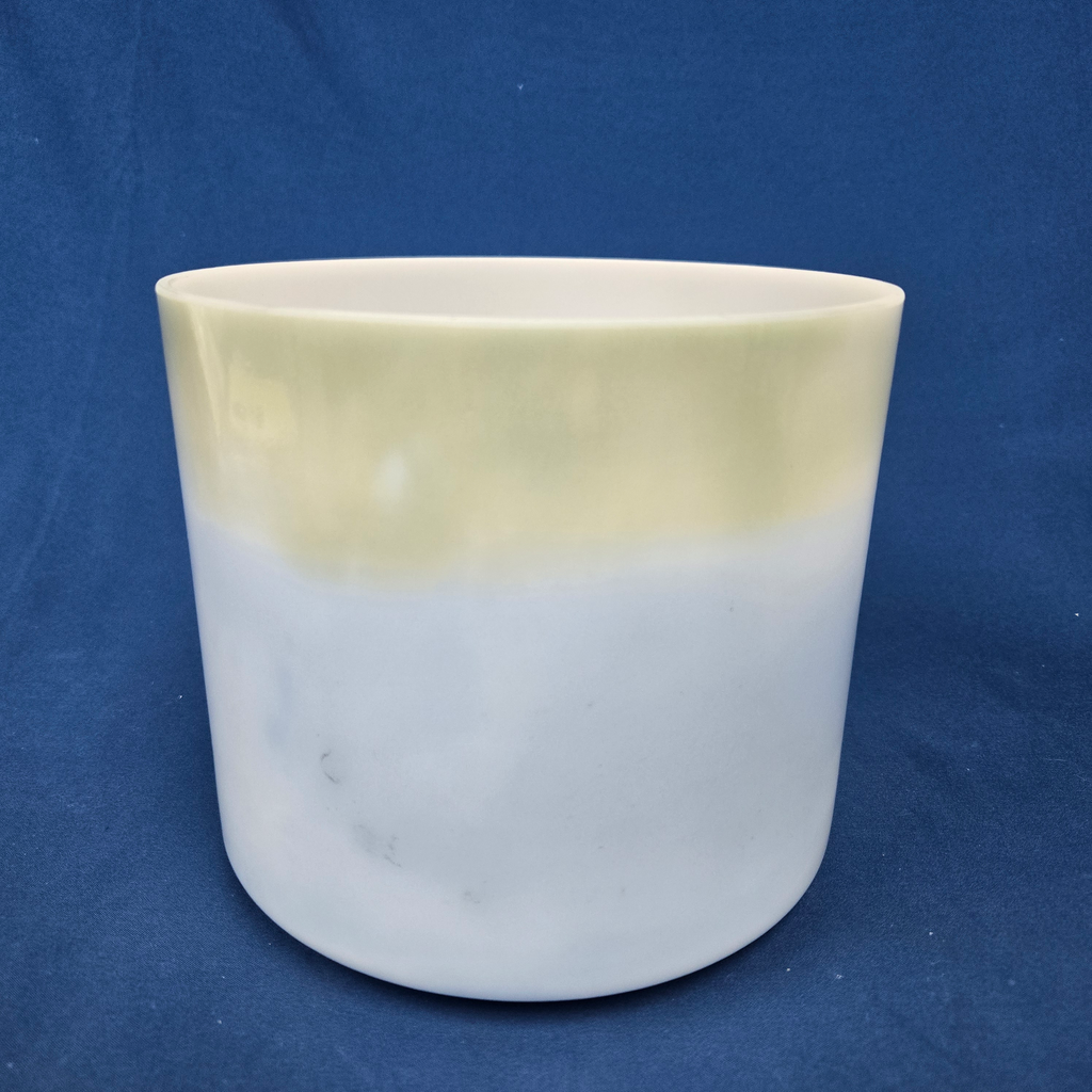 [3919] [#3919] 7" Spearmint & Blueberry Infused Quartz Crystal Singing Bowl | 4F#-44 | 360 Hz