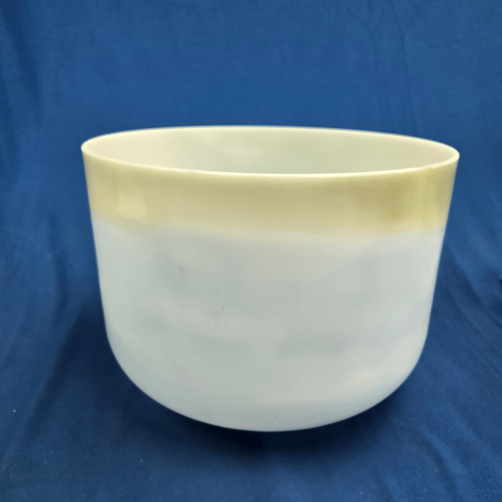 [4111] [#4111] 12" Spearmint & Blueberry Infused Quartz Crystal Singing Bowl | 3F-4 | 174 Hz