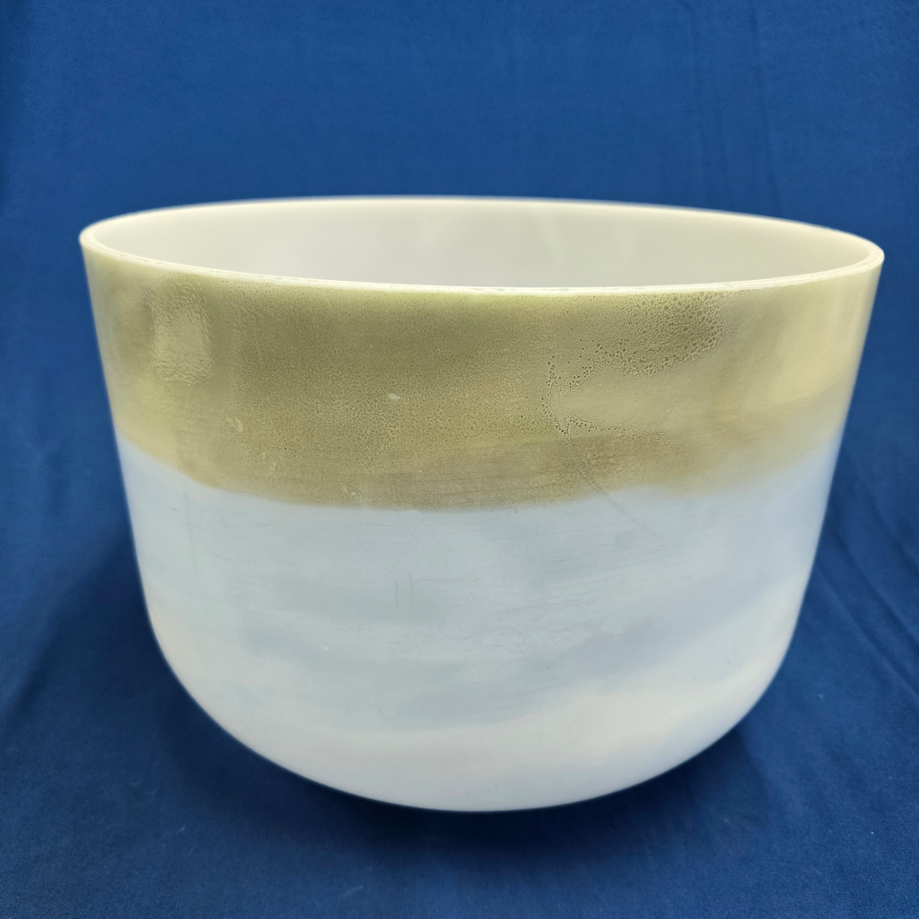 [4113] [#4113] 12" Spearmint & Blueberry Infused Quartz Crystal Singing Bowl | 3F#+21 | 187 Hz
