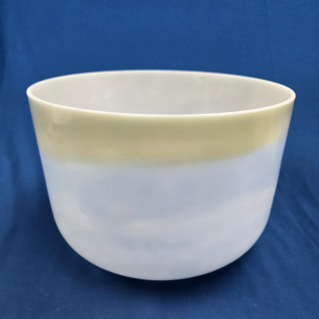 [4114] [#4114] 12" Spearmint & Blueberry Infused Quartz Crystal Singing Bowl | 3F-15 | 173 Hz