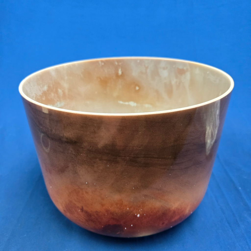 [#4121] Cacao Infused Quartz Crystal Singing Bowl | 12" | 2B+22 | 125 Hz